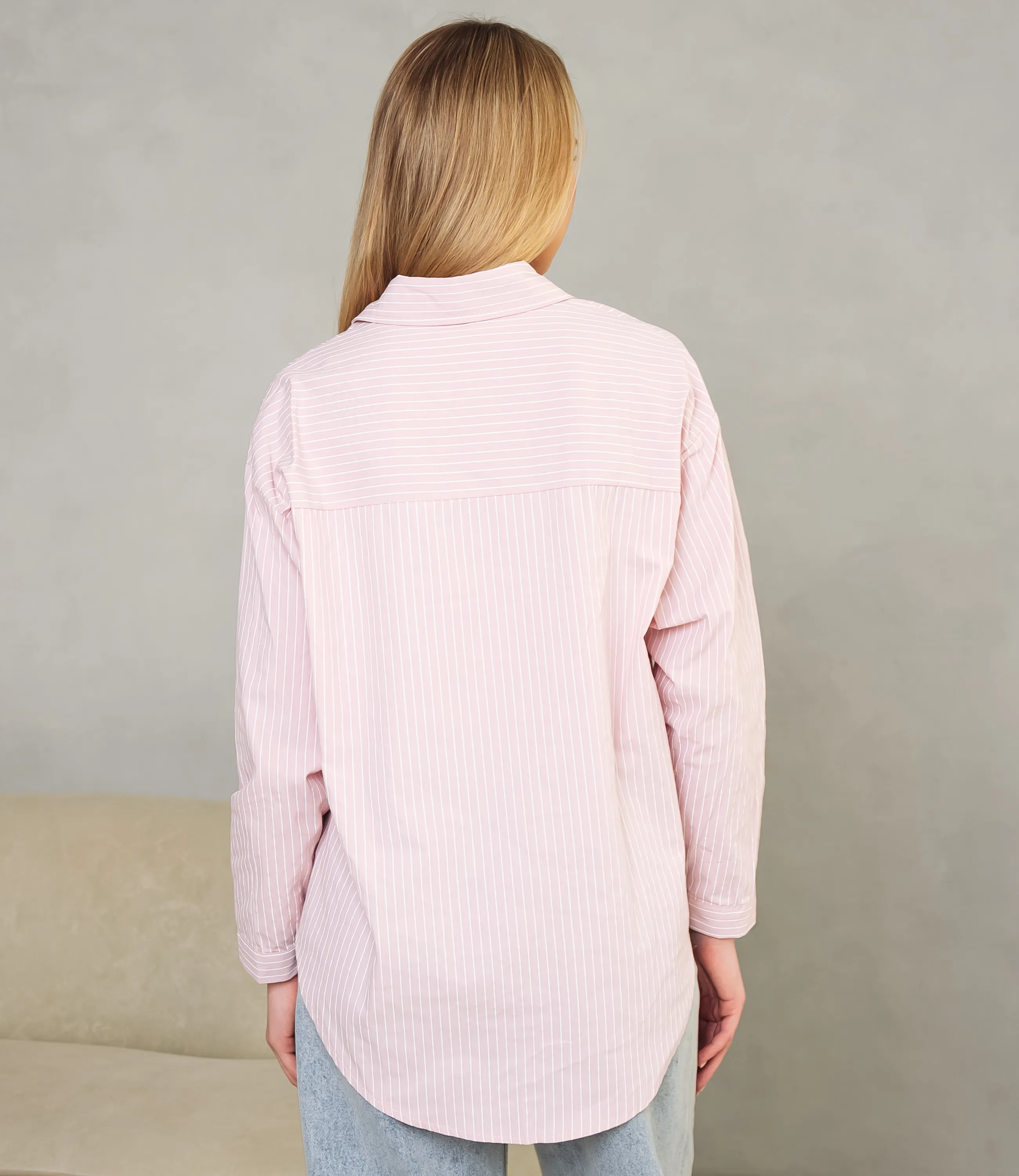 Рубашка #КТ0026, пудровый - фото 3