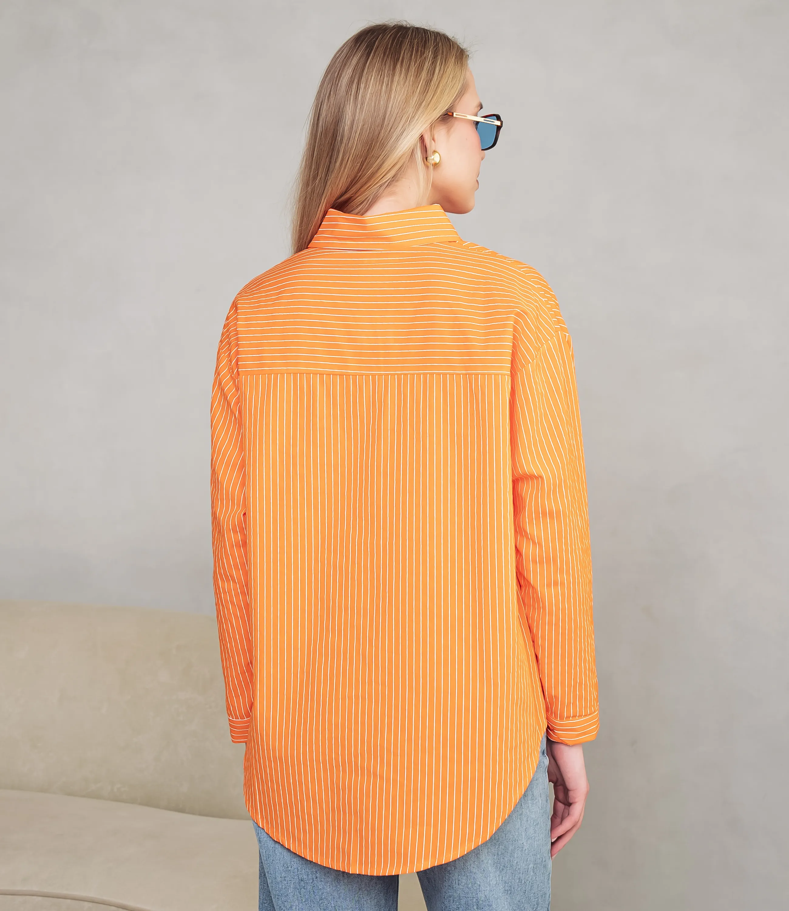 Рубашка #КТ0026, оранжевый - фото 3