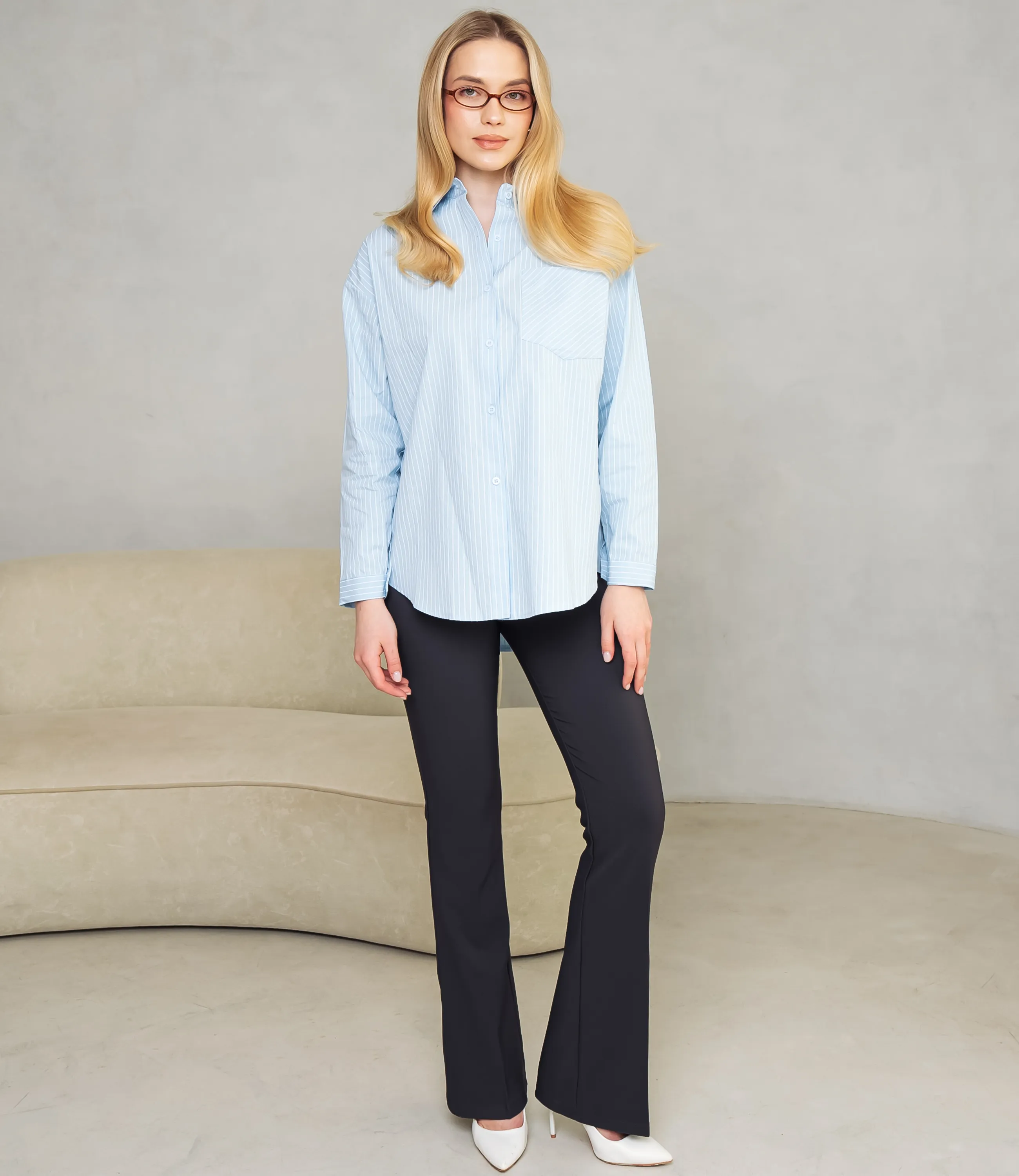 Рубашка #КТ0026, голубой - фото 4