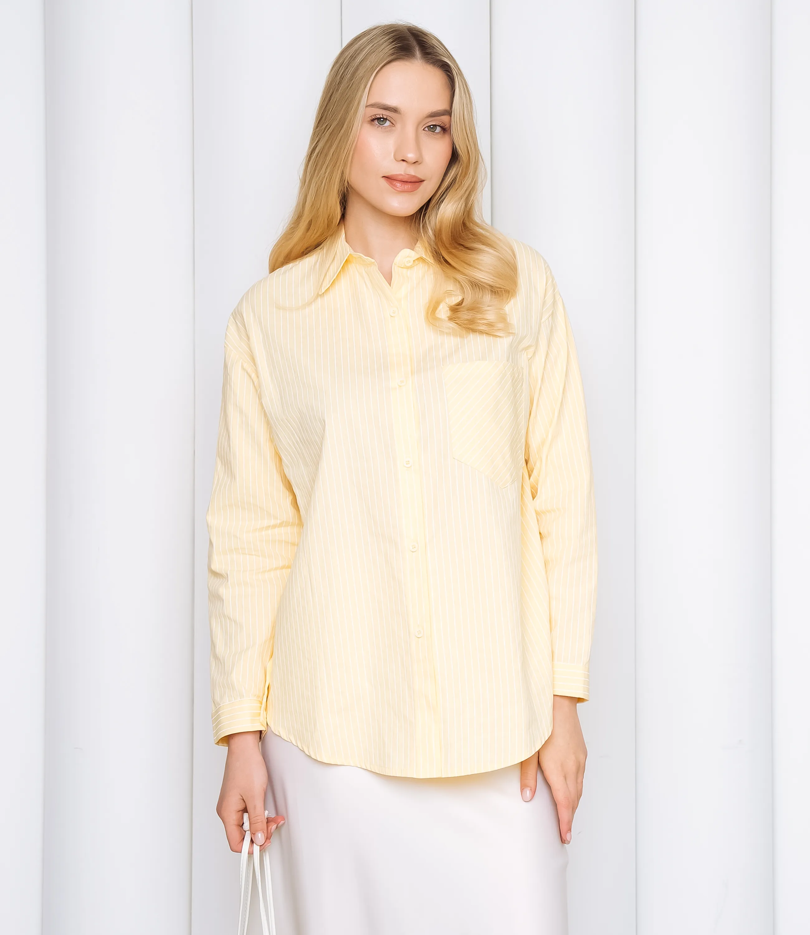 Рубашка #КТ0026, светло-жёлтый - фото 1