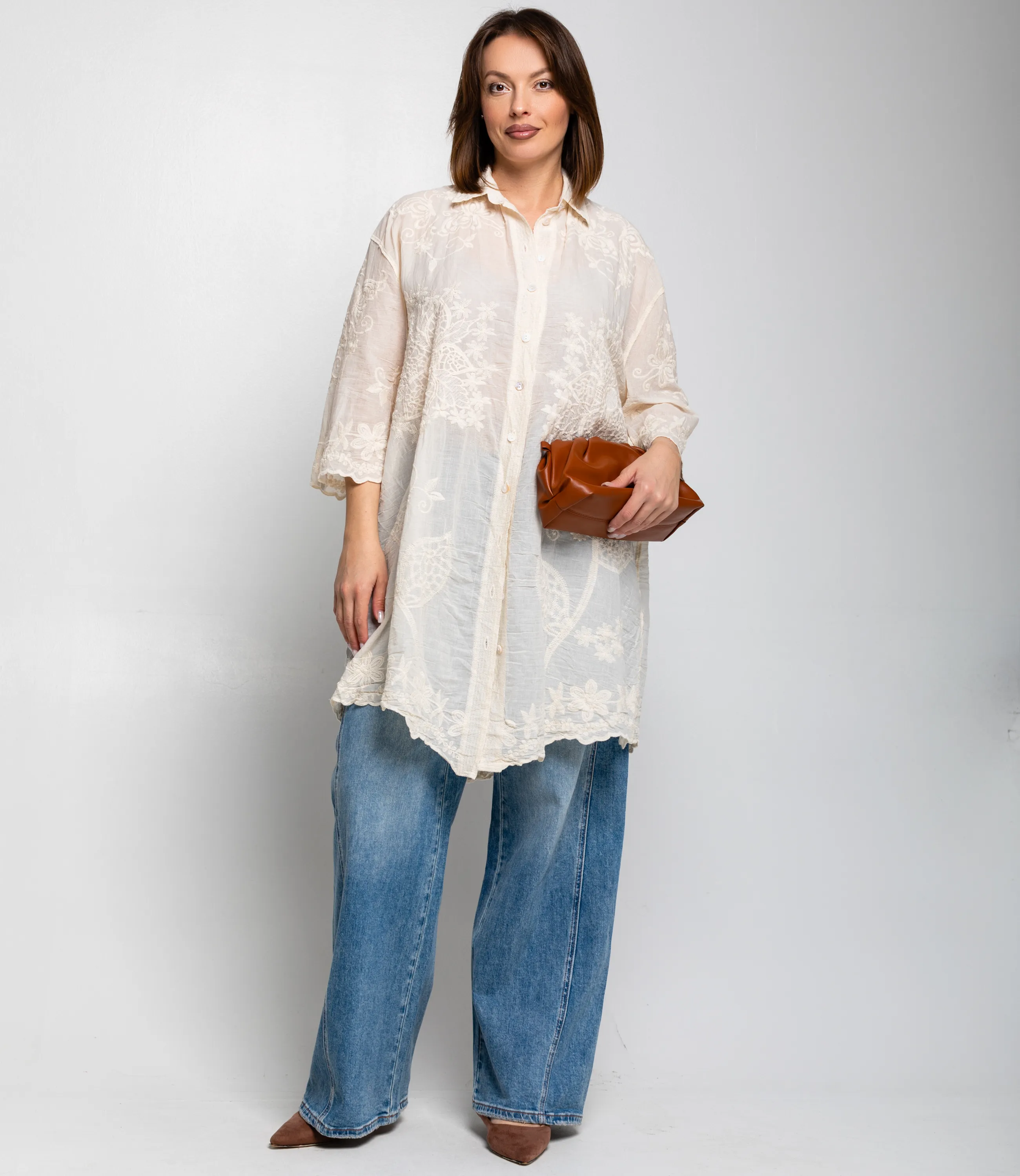 Рубашка #КТ188-30, бежевый - фото 1