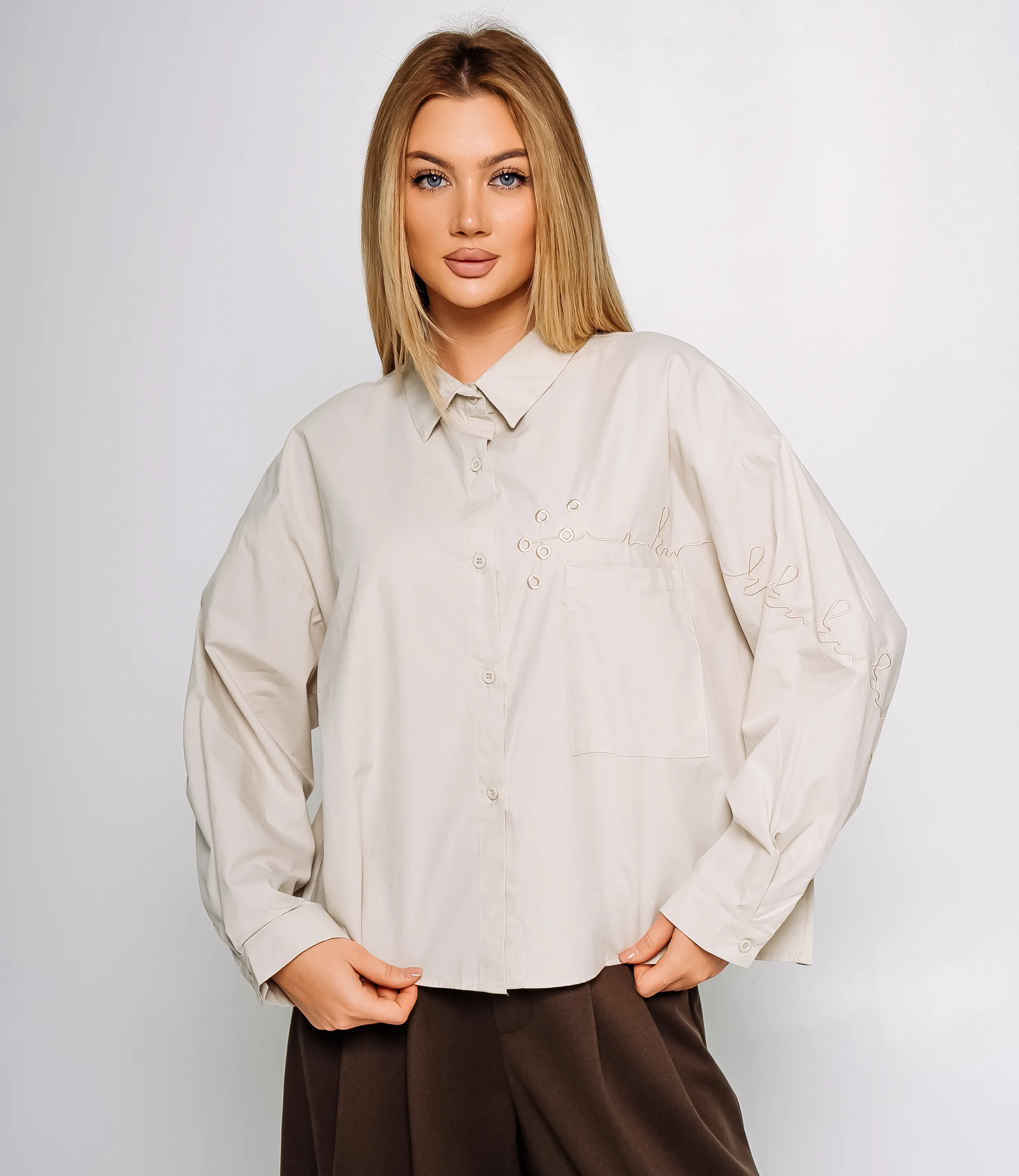 Рубашка #КТ2210 (3), бежево-серый - фото 1