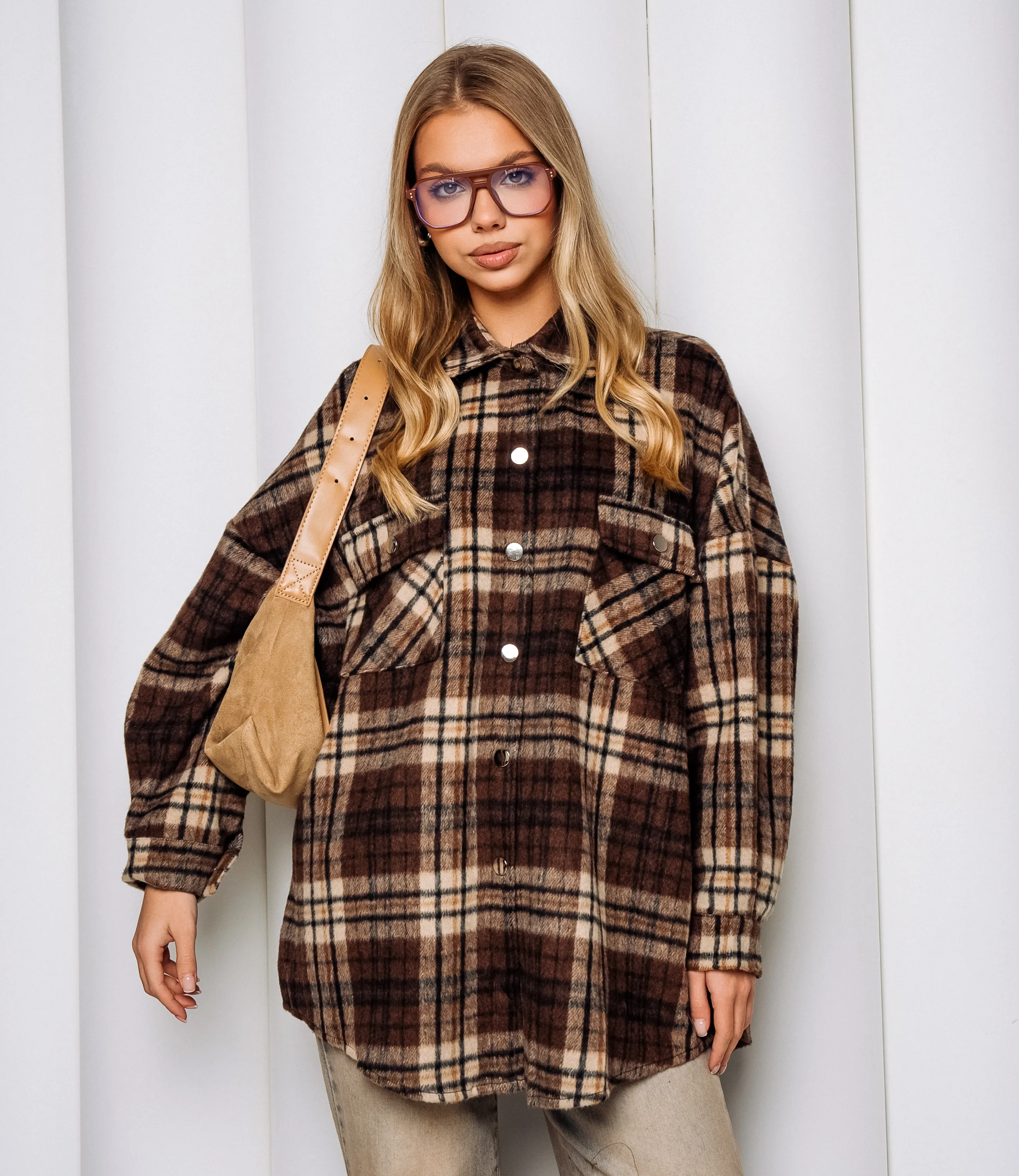 Рубашка #КТ25552, коричневый - фото 1