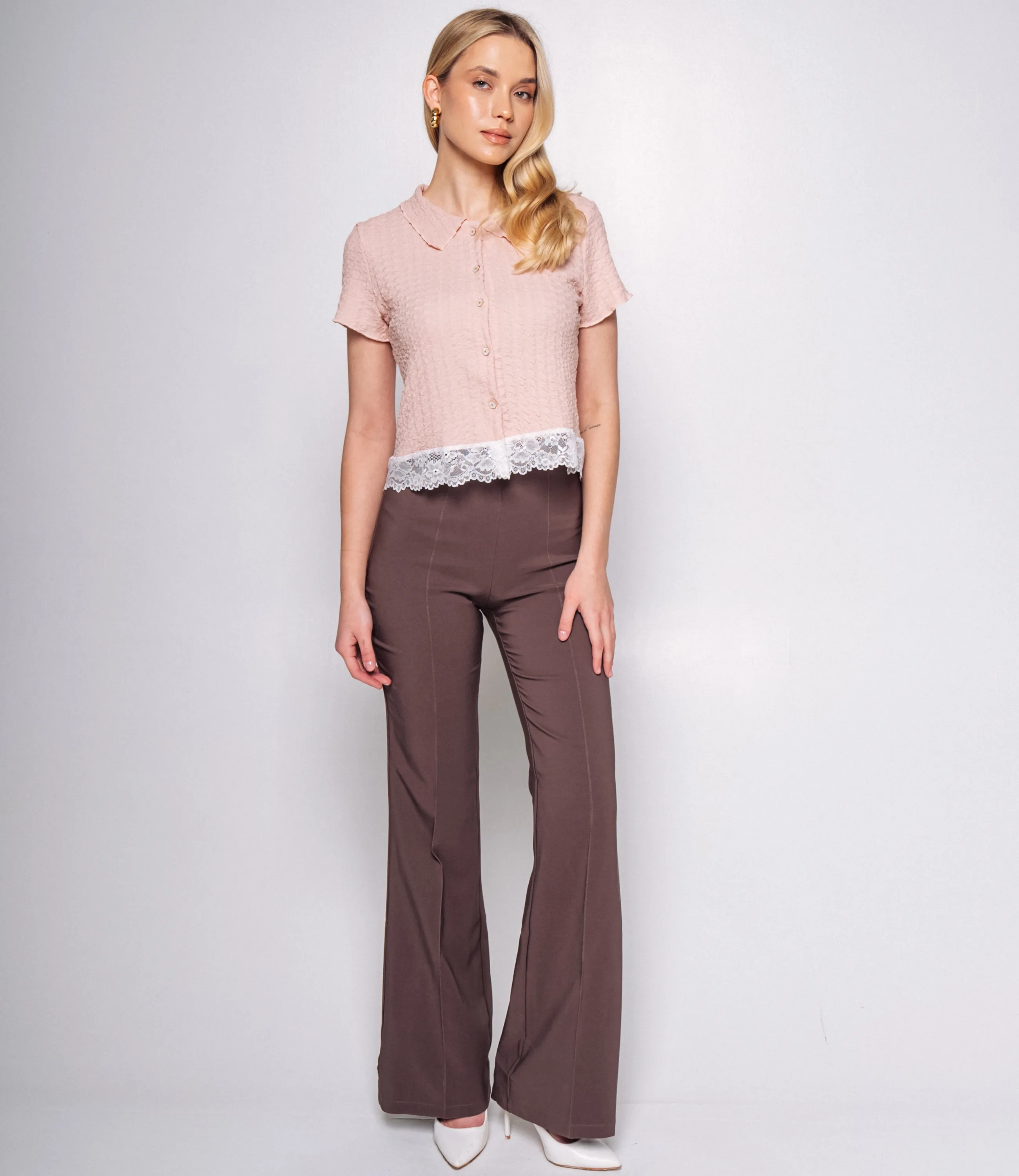 Рубашка #КТ319 (3), пудровый - фото 4