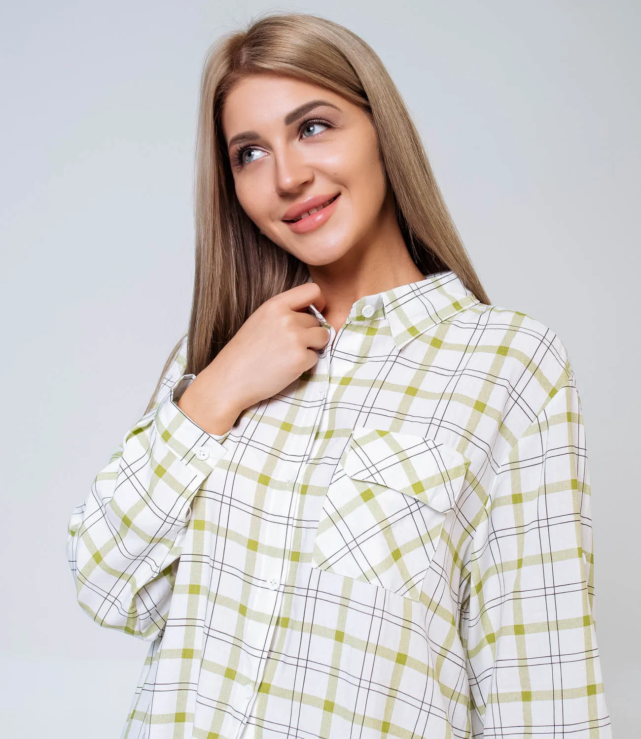 Рубашка #КТ7186, светло-зелёный,белый - фото 5