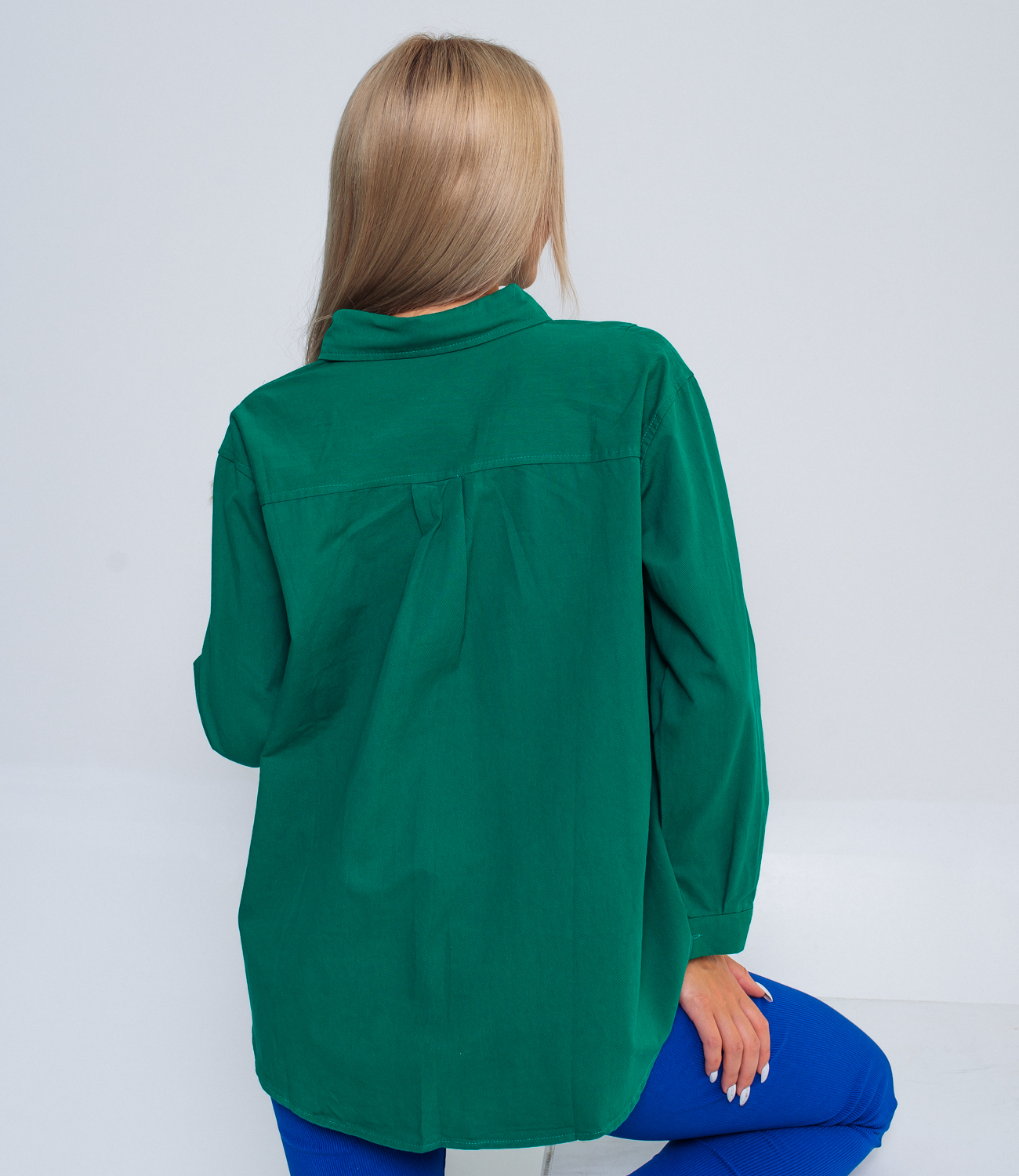 Джинсовая рубашка #КТ7036 (1), зелёный - фото 3