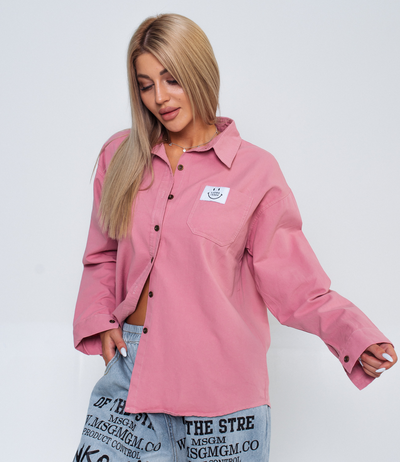 Джинсовая рубашка #КТ7117 (1), розовый - фото 4