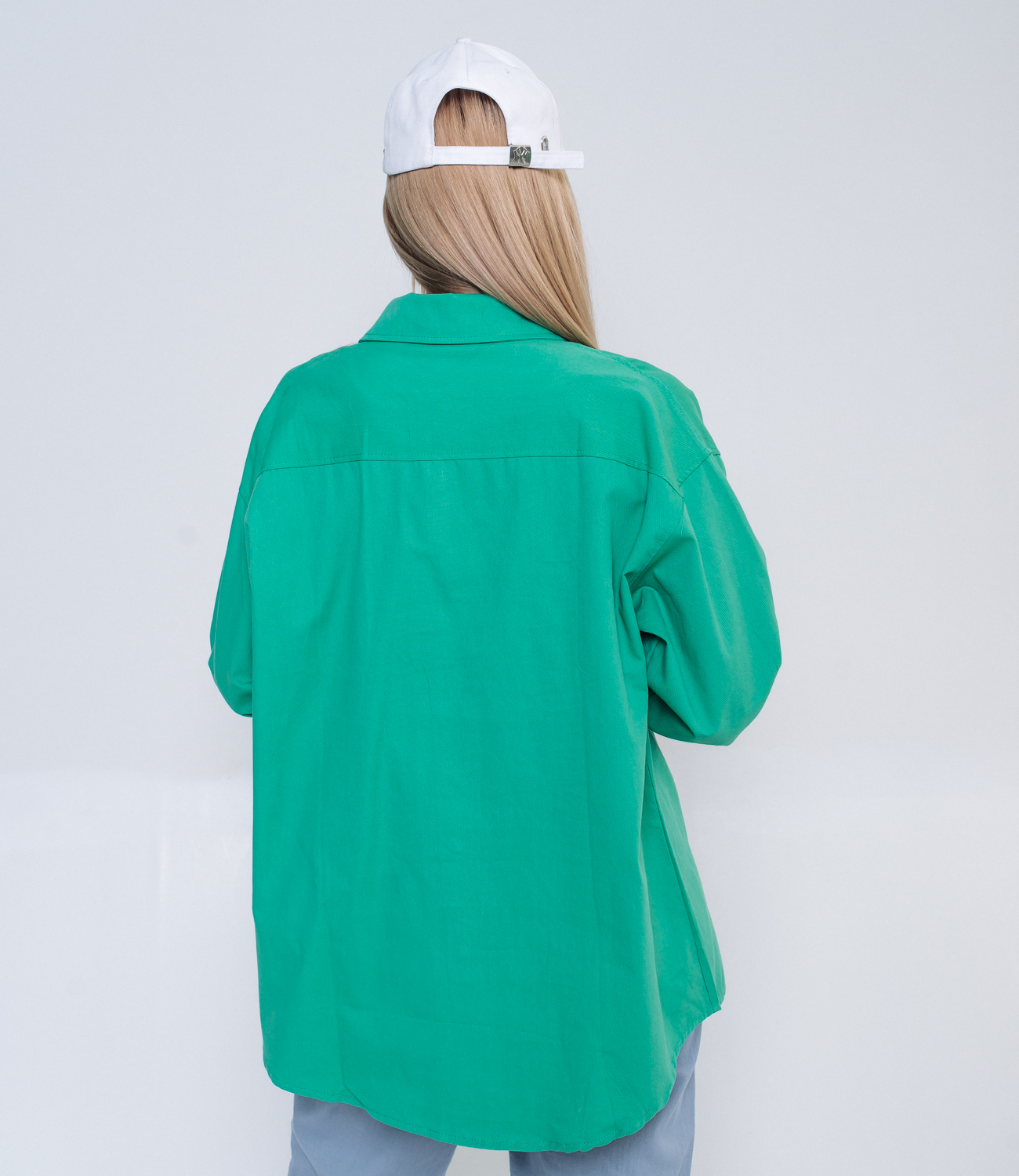Джинсовая рубашка #КТ9211, зелёный - фото 4