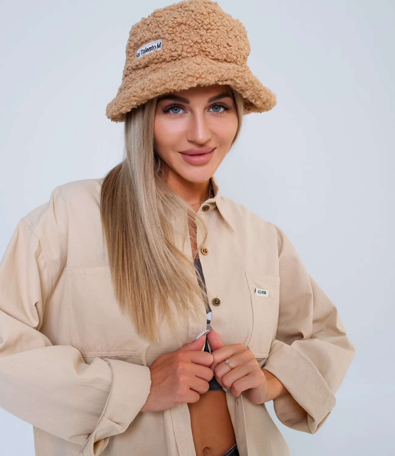 Джинсовая рубашка #КТ9211, бежевый - фото 5