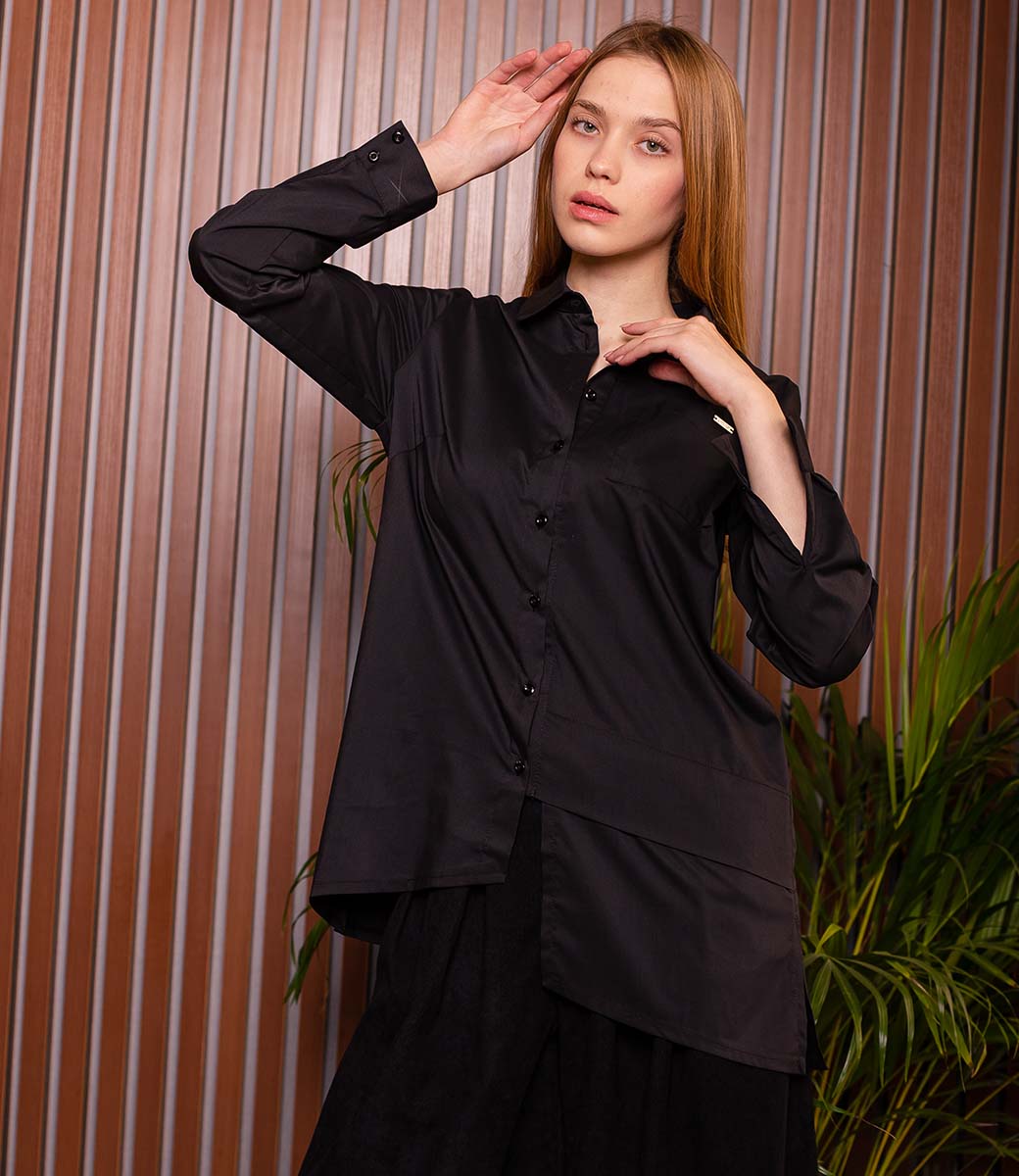 Блузка #1В2104, чёрный - фото 1