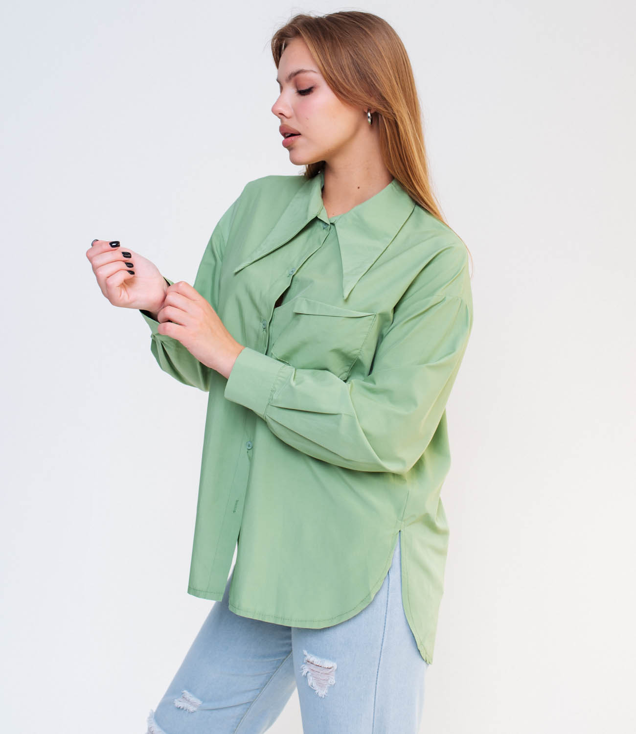Рубашка #КТ3170, светло-зеленый - фото 1