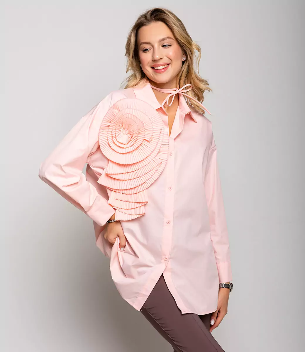 Рубашка #КТ8515, светло-розовый