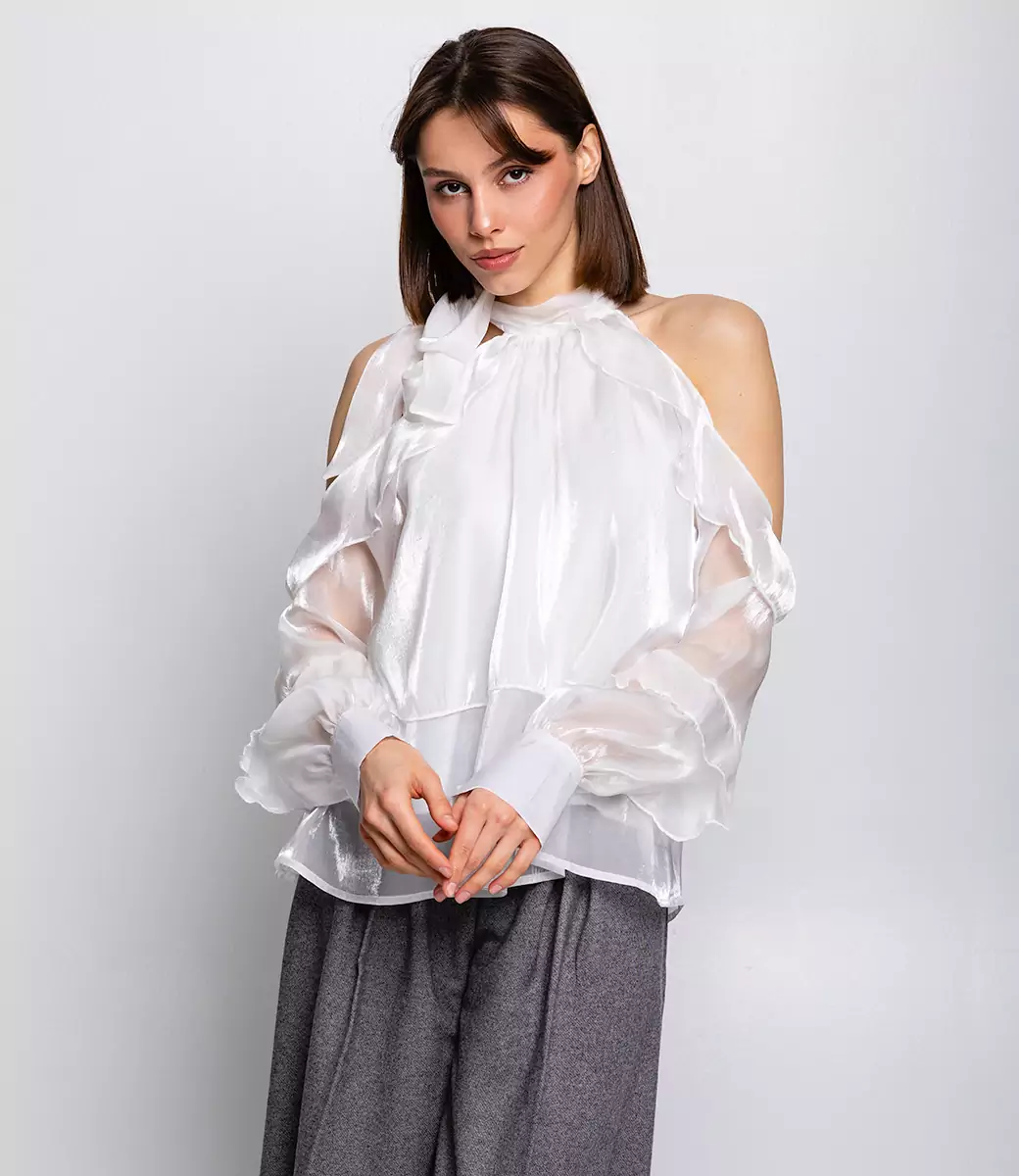 Блуза #КТ23302, белый - фото 1