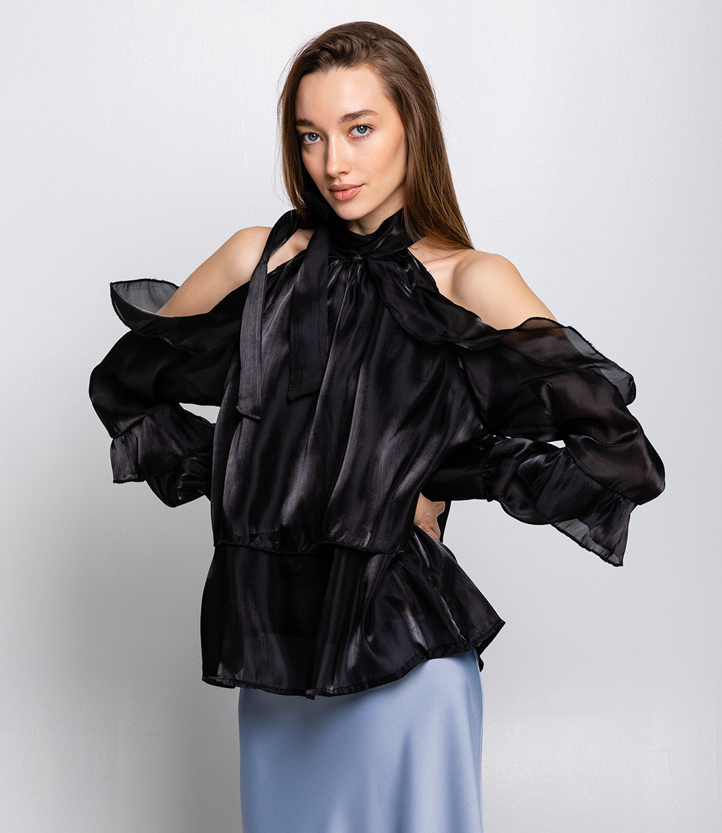 Блуза #КТ23302, чёрный - фото 2