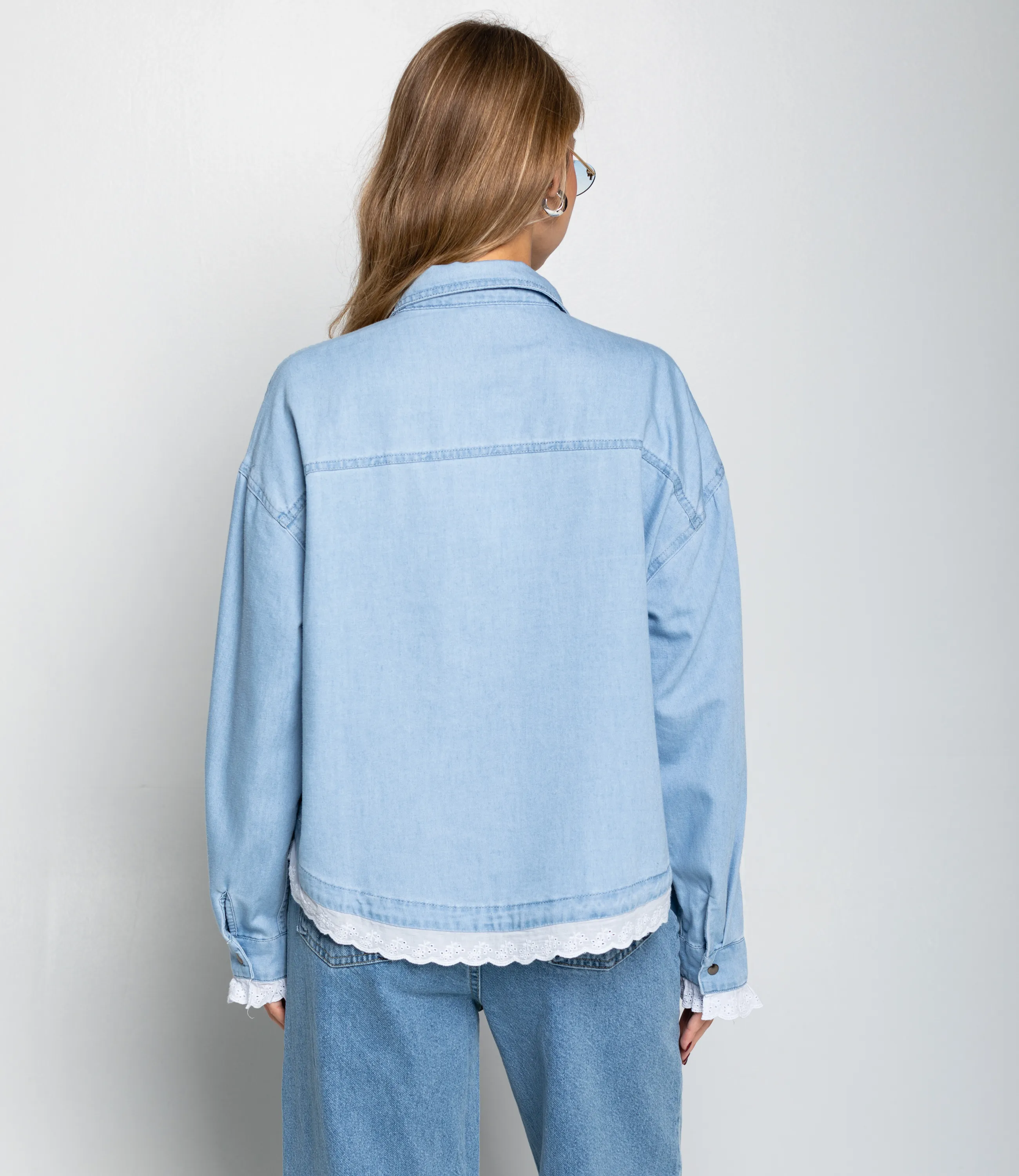 Джинсовая рубашка #КТ370, голубой - фото 3