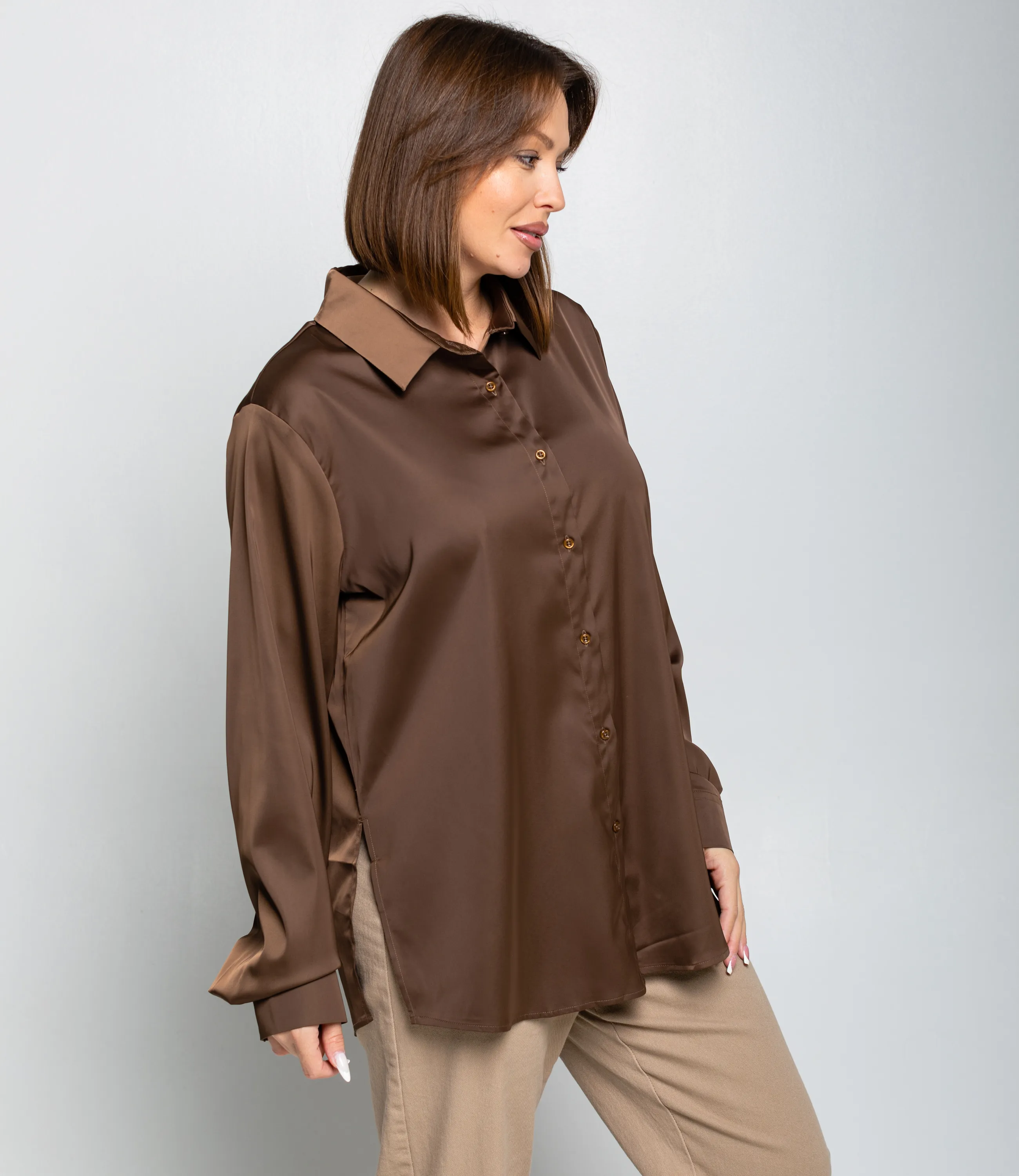 Рубашка #ОКТ085005, коричневый - фото 2