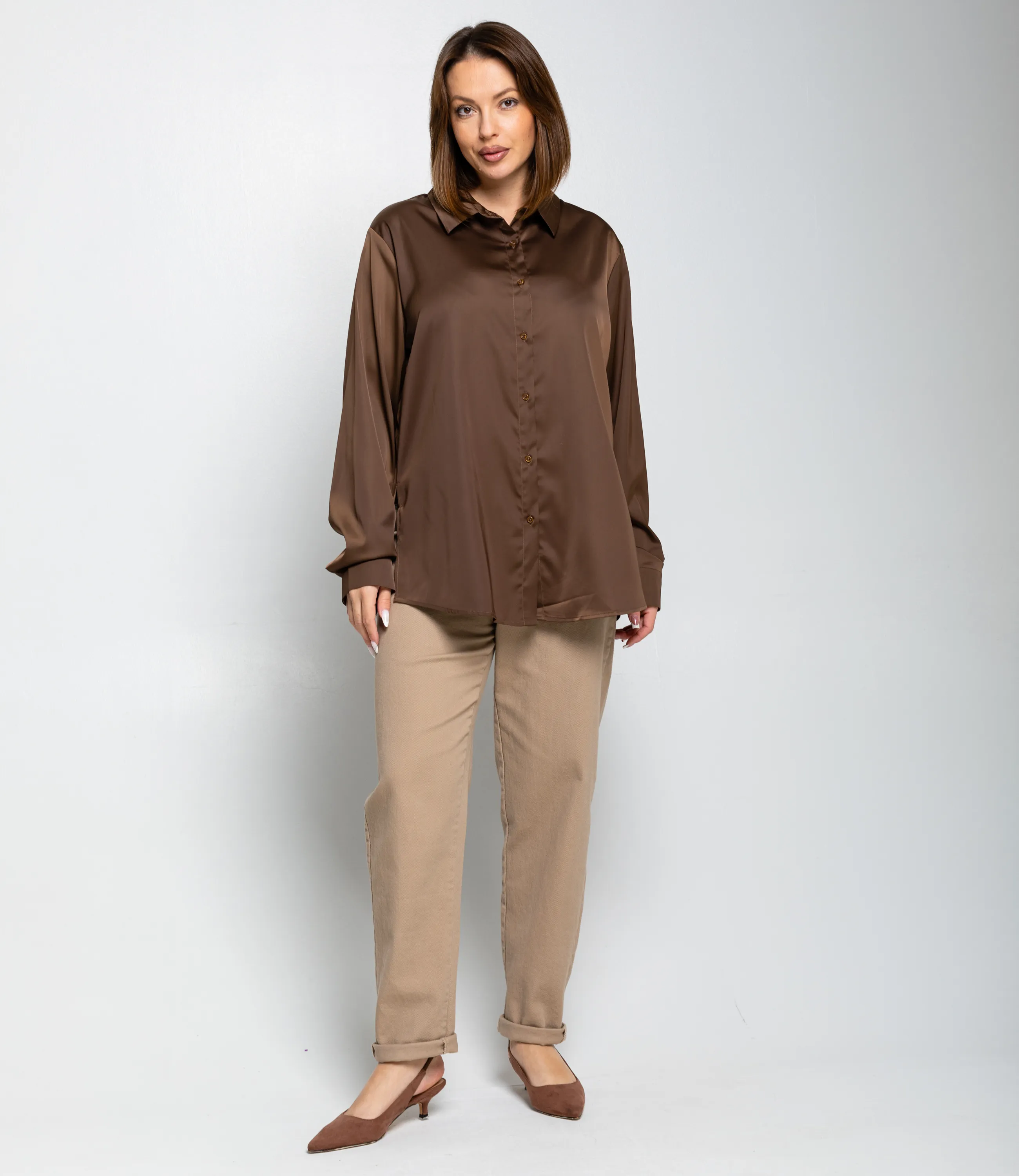 Рубашка #ОКТ085005, коричневый - фото 4