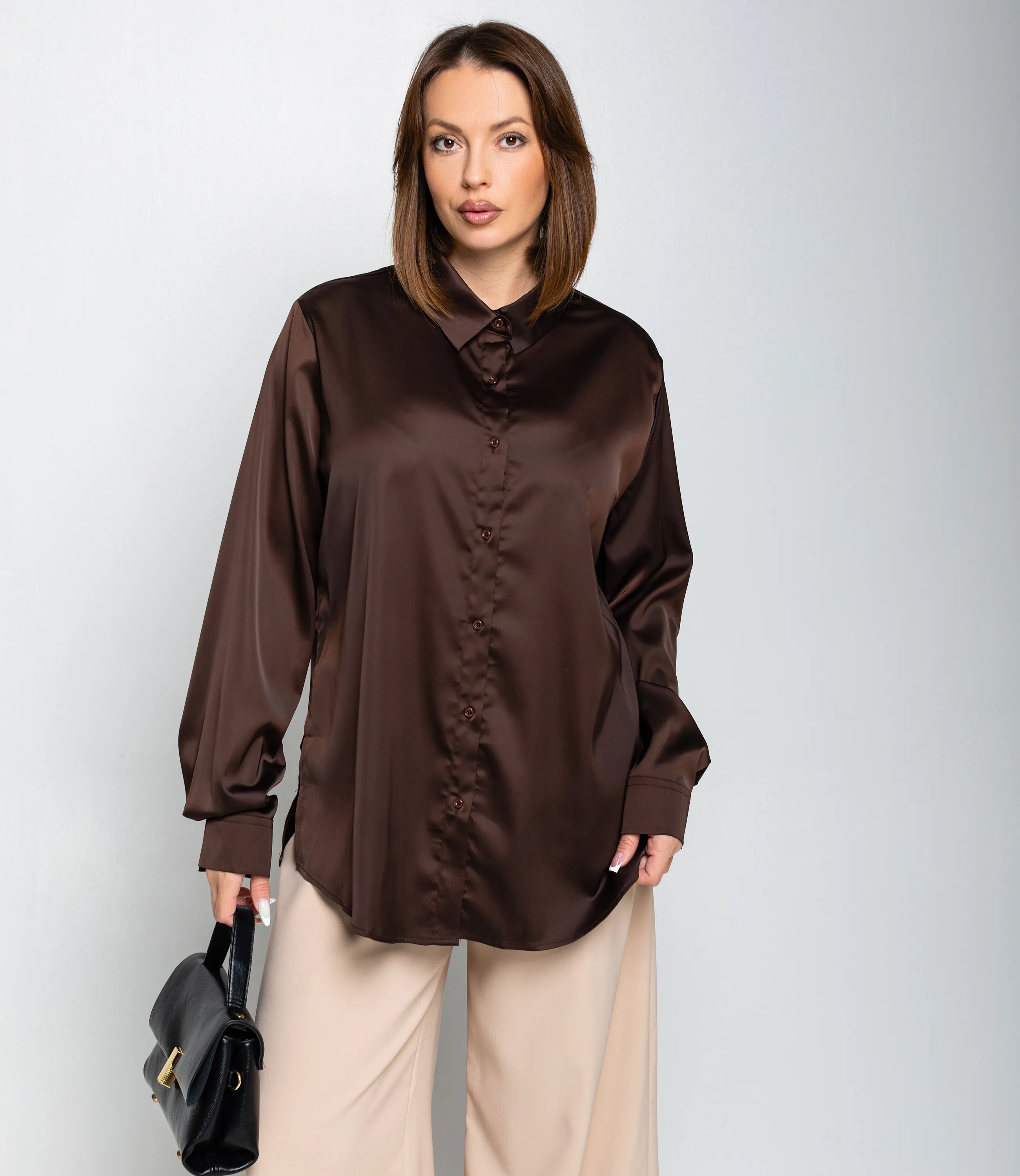 Рубашка #ОКТ085005, шоколадный - фото 1