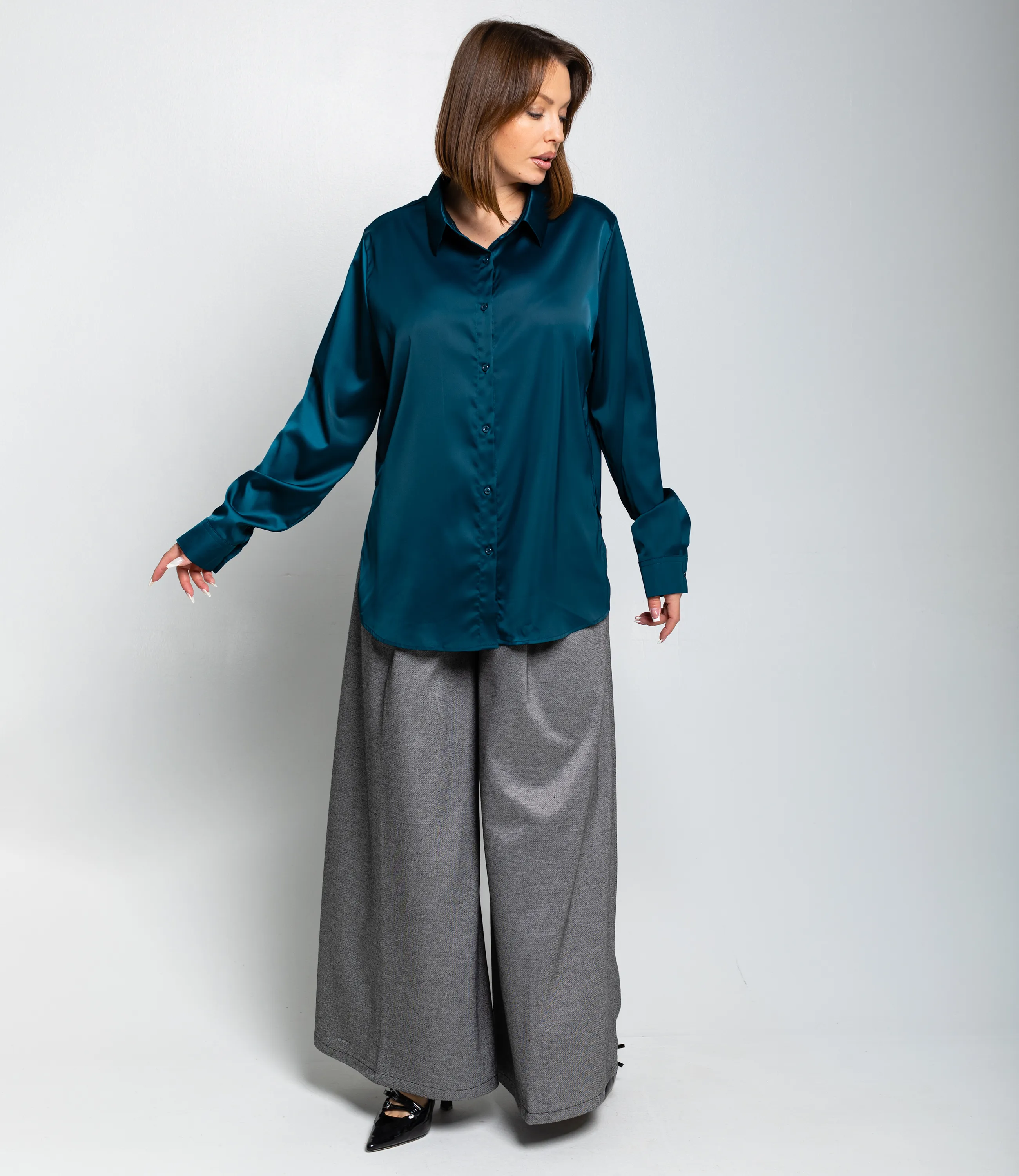 Рубашка #ОКТ085005, морская волна - фото 4