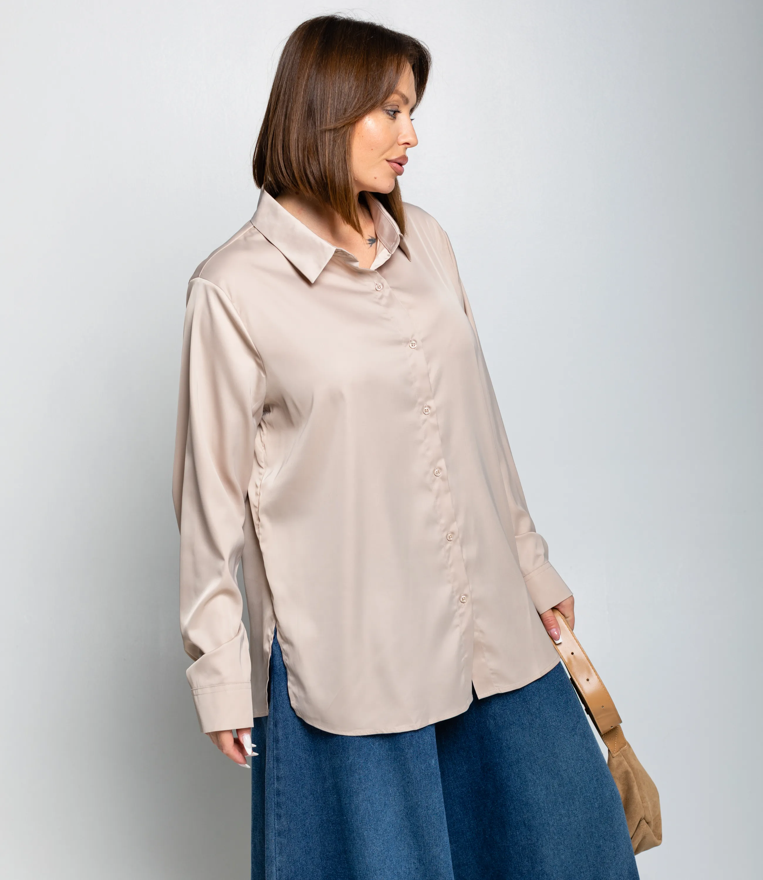 Рубашка #ОКТ085005, бежевый - фото 2