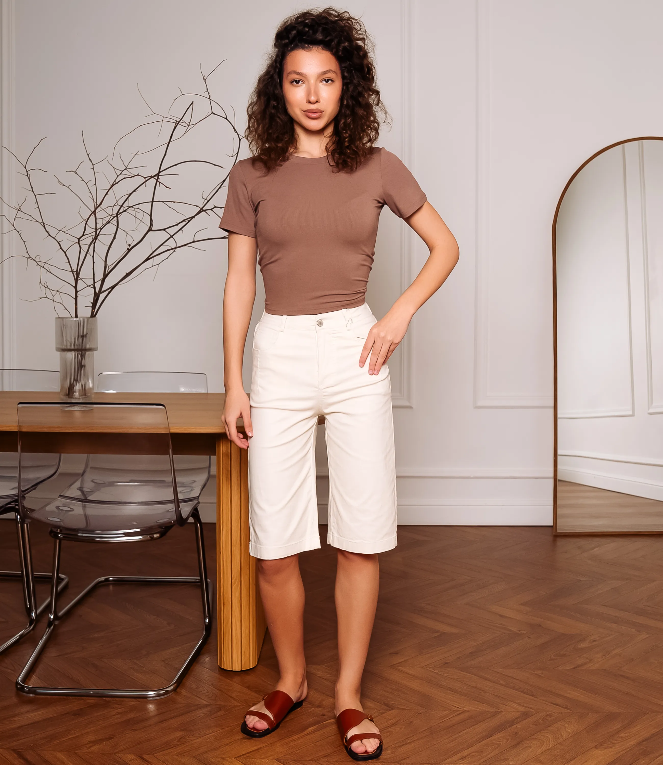 Шорты #КТ8572, светло-бежевый - фото 1