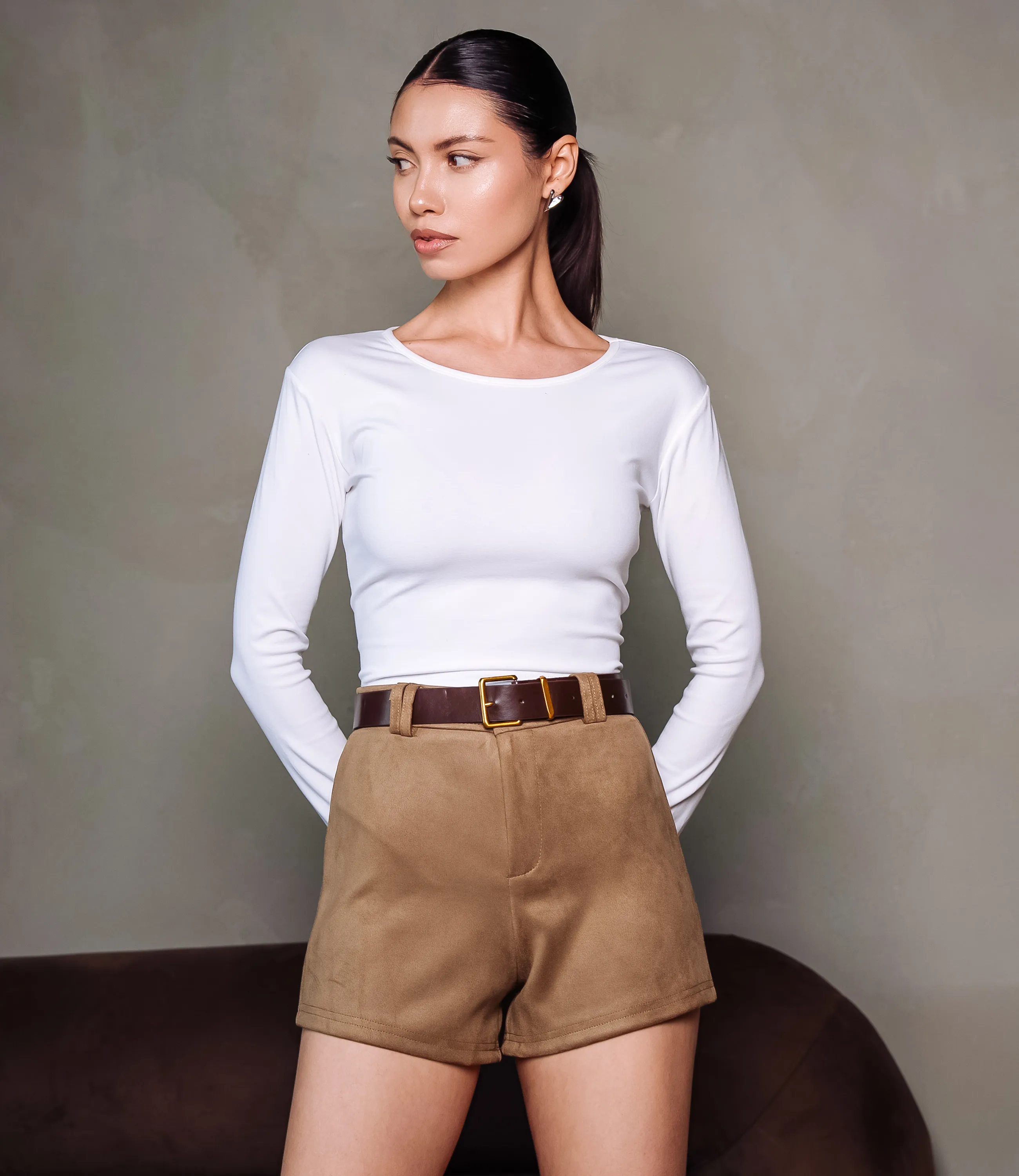 Шорты #КТ578, тёмно-бежевый - фото 1