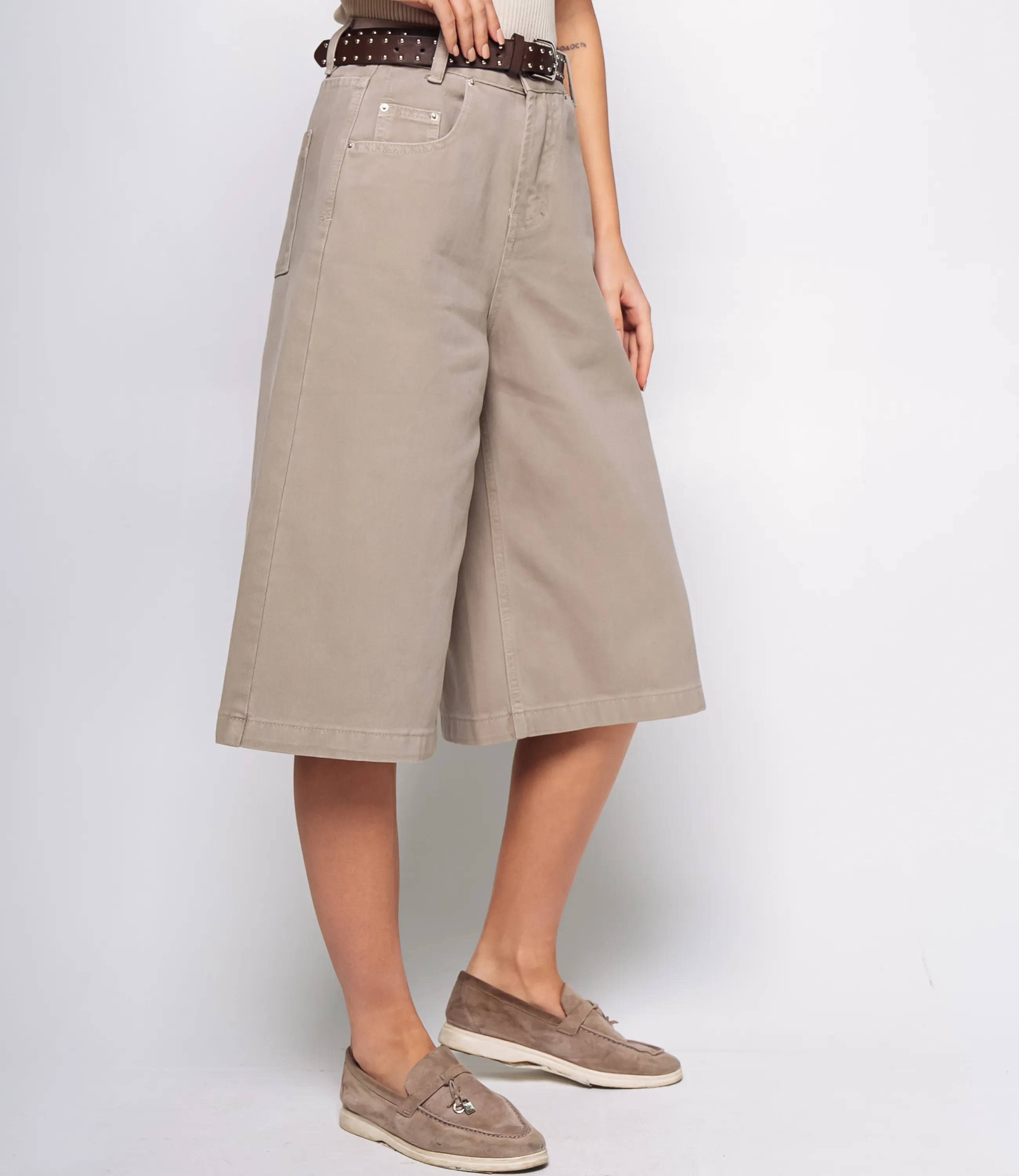 Джинсовые шорты #КТ5035, бежево-серый - фото 3