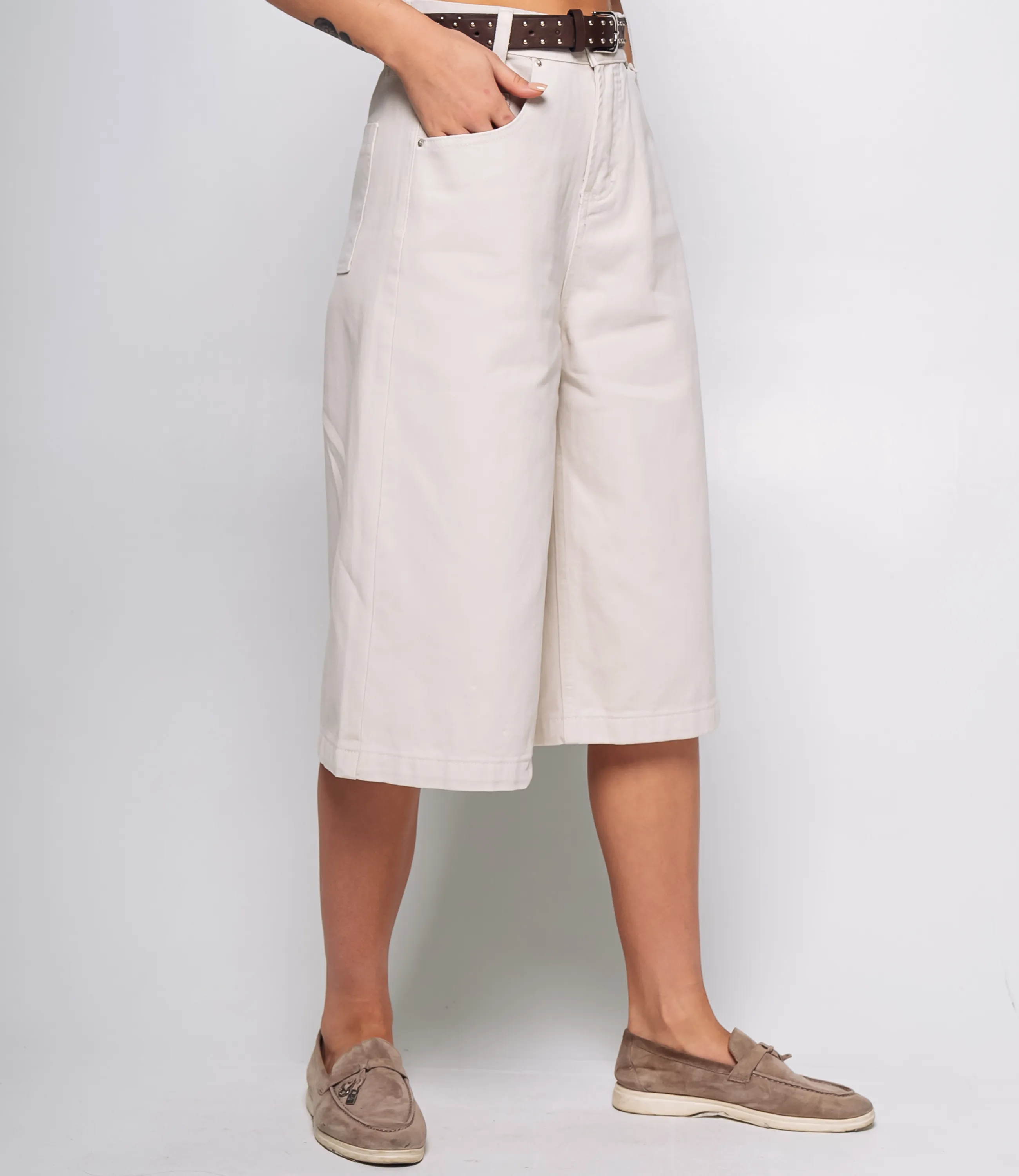 Джинсовые шорты #КТ5035, светло-бежевый - фото 3