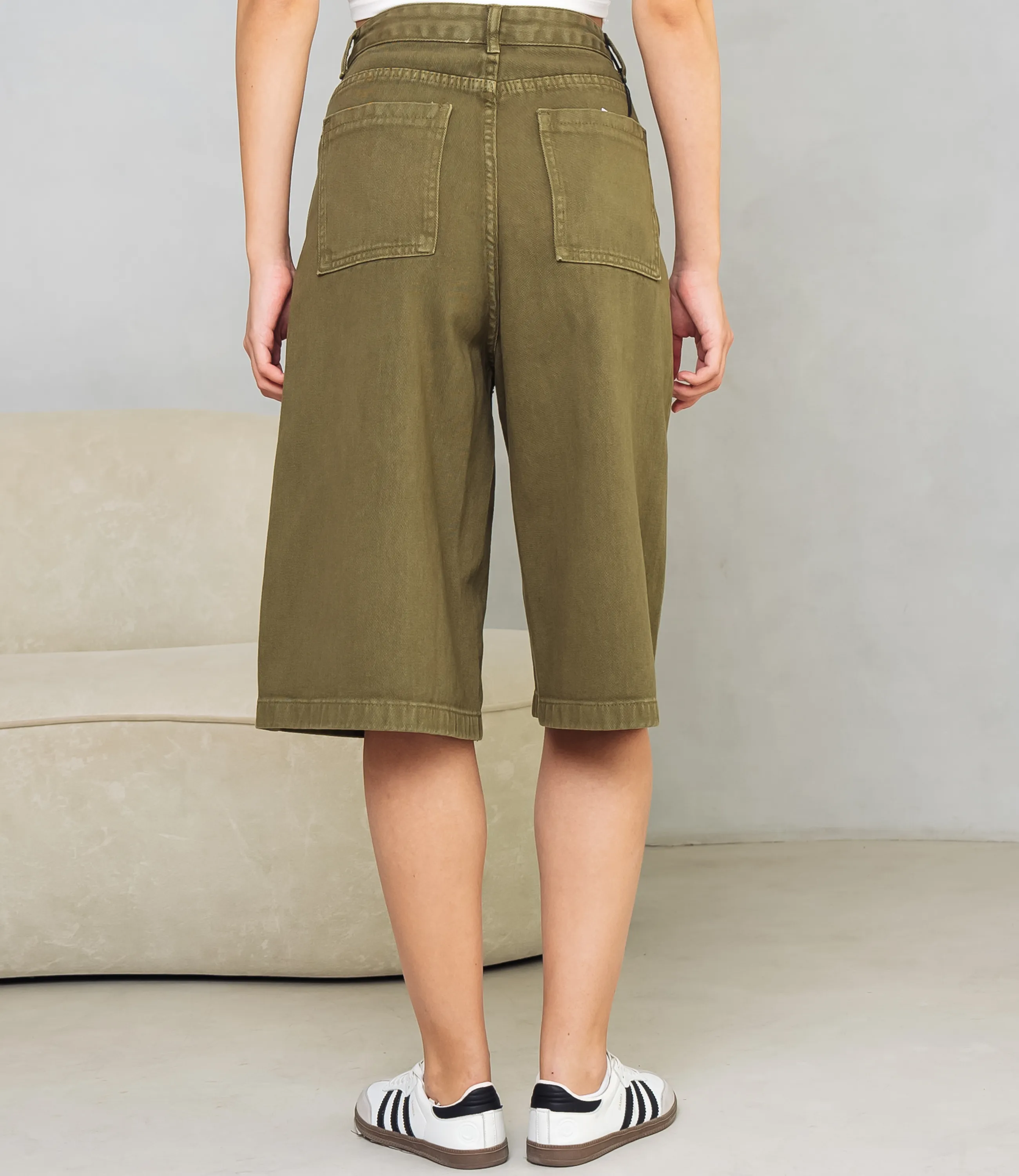 Джинсовые шорты #КТ3256, хаки - фото 4