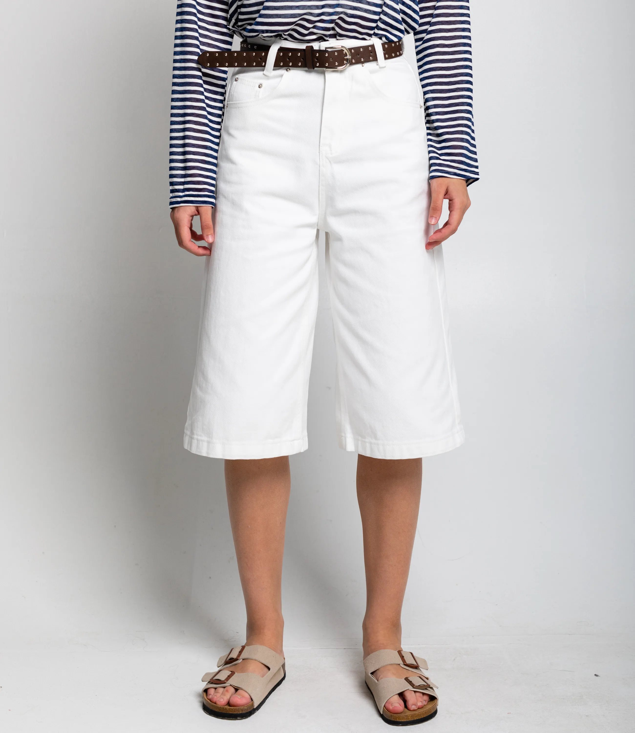 Джинсовые шорты #КТ5035, белый - фото 2