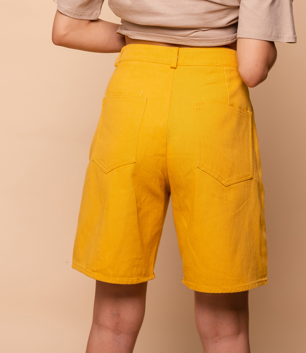 Джинсовые шорты #КТ8809, жёлтый - фото 3
