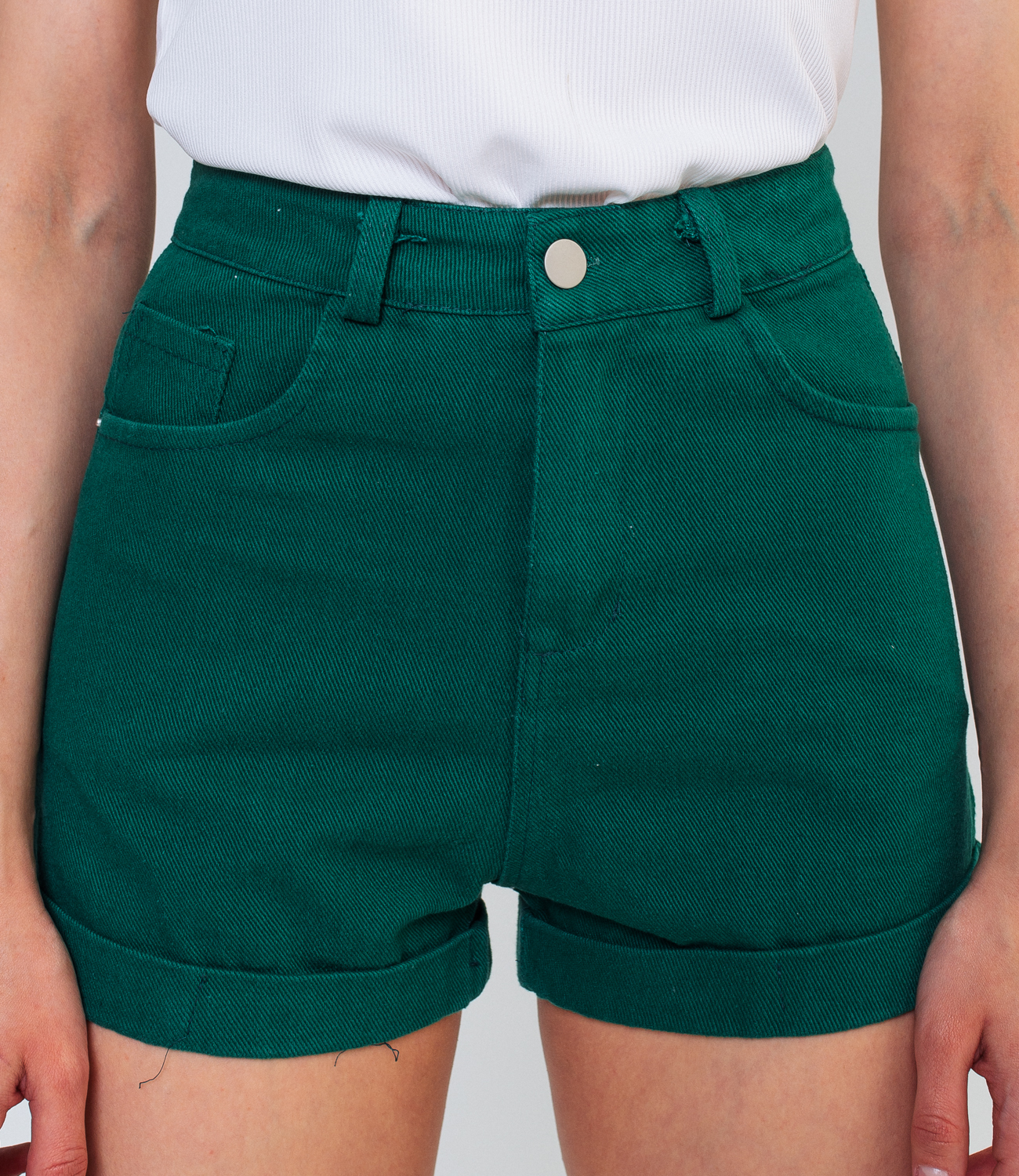 Джинсовые шорты #КТ751, зеленый - фото 4