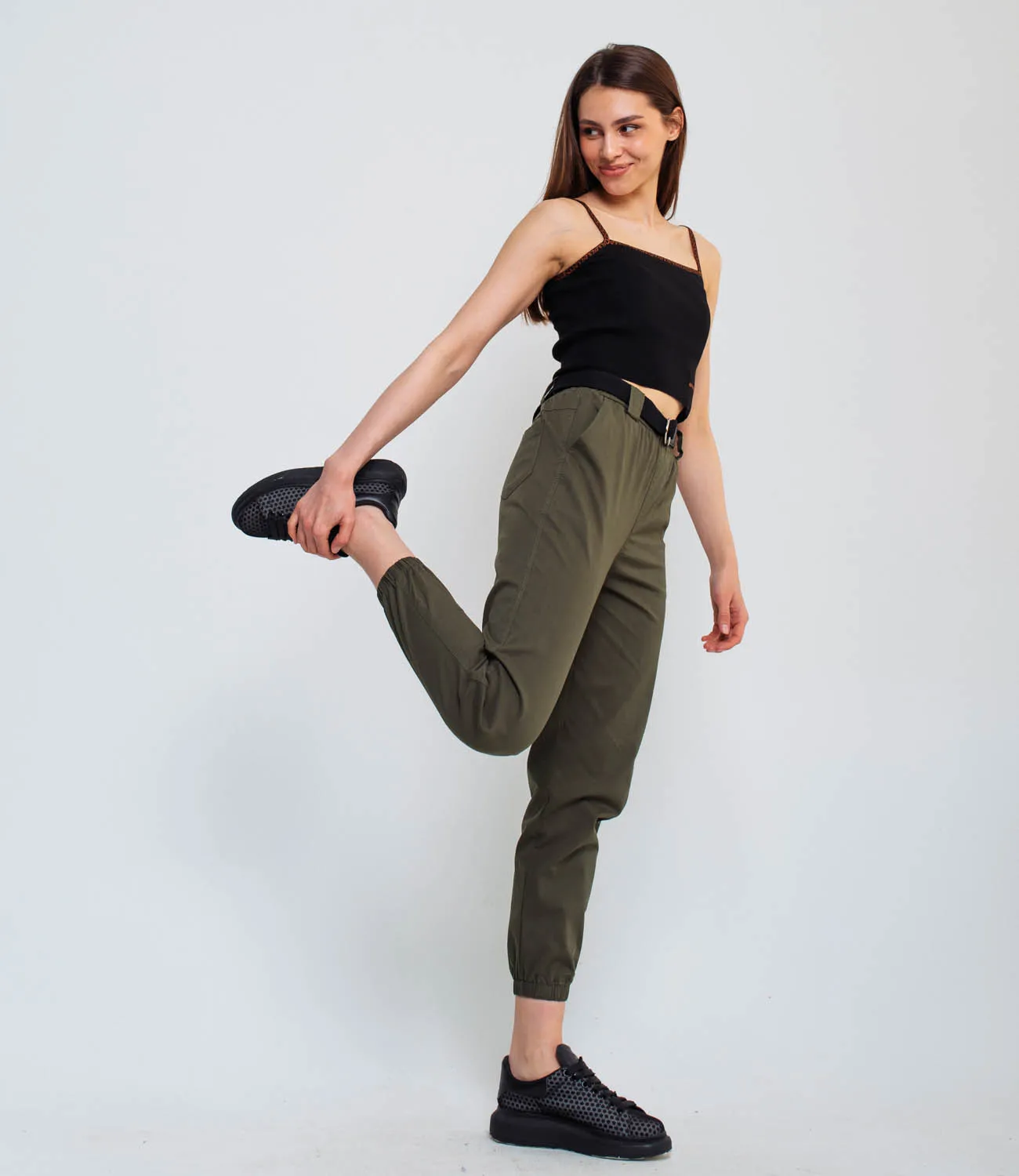 Брюки #ОДВ991, оливковый - фото 3
