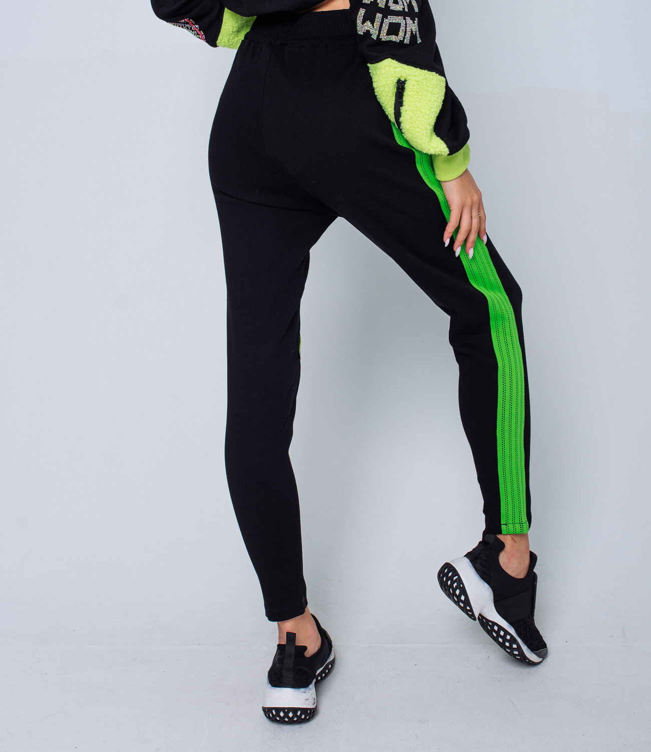 Спортивные брюки #КТ966, черный, зеленый - фото 3