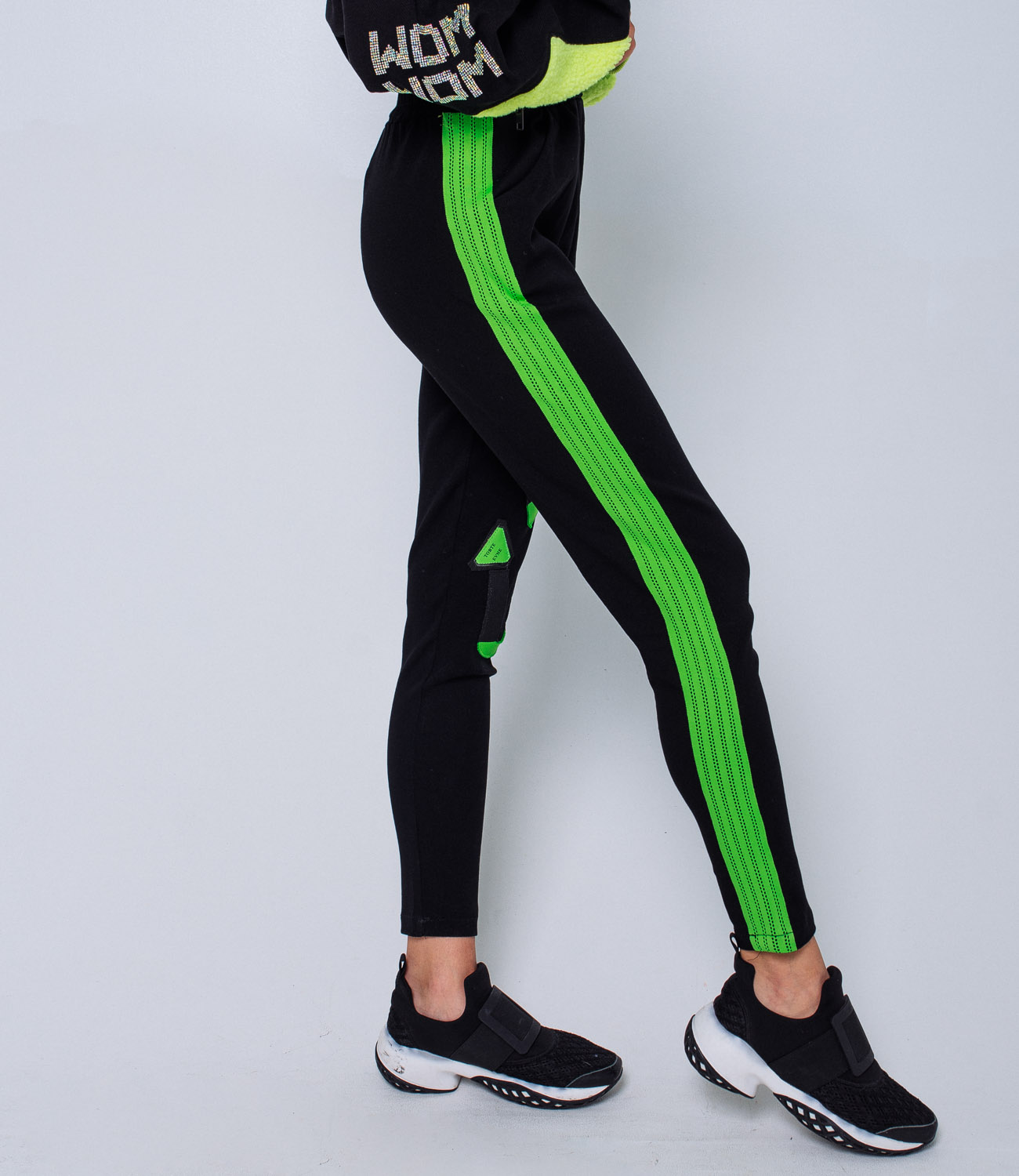 Спортивные брюки #КТ966, черный, зеленый - фото 4