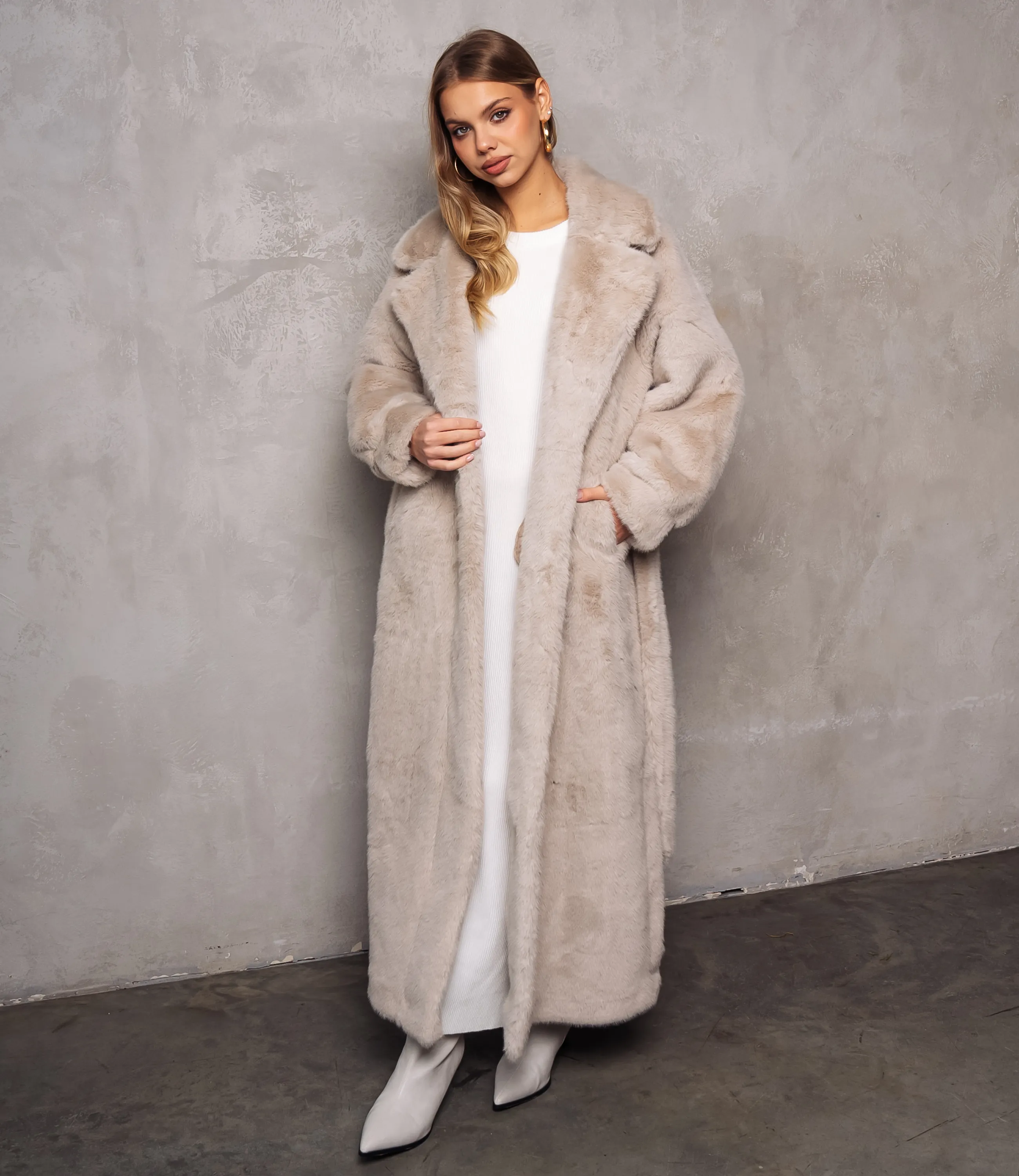 Шуба #КТ5099, бежевый - фото 4