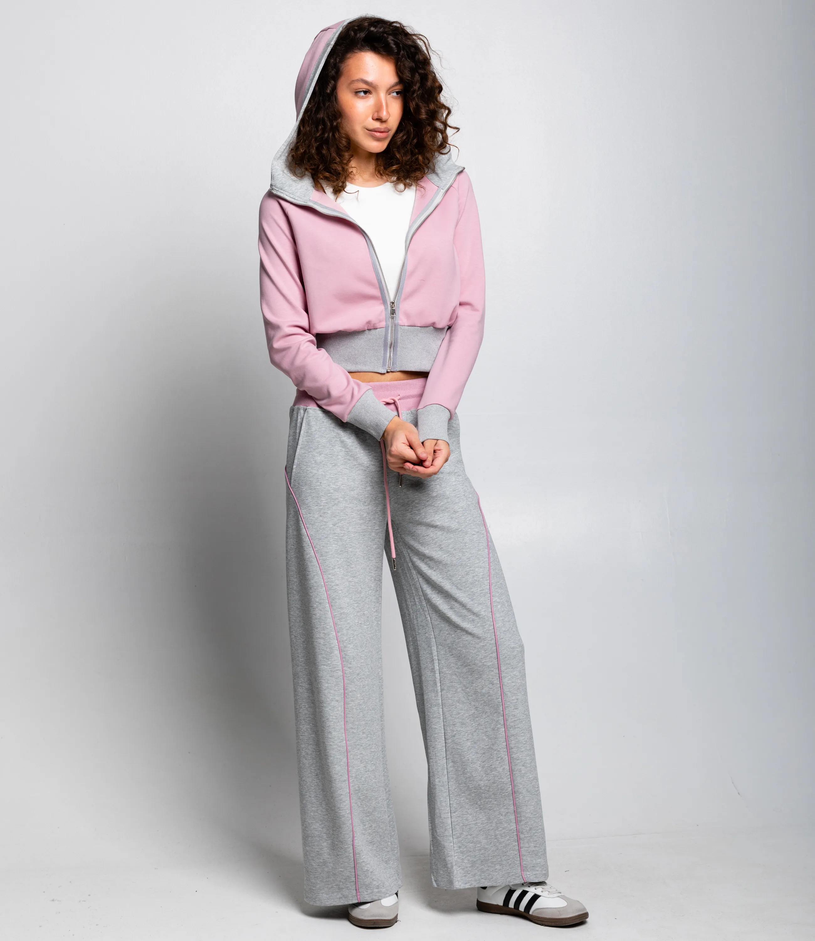 Спортивный костюм #КТ25024, пудровый, серый меланж - фото 2