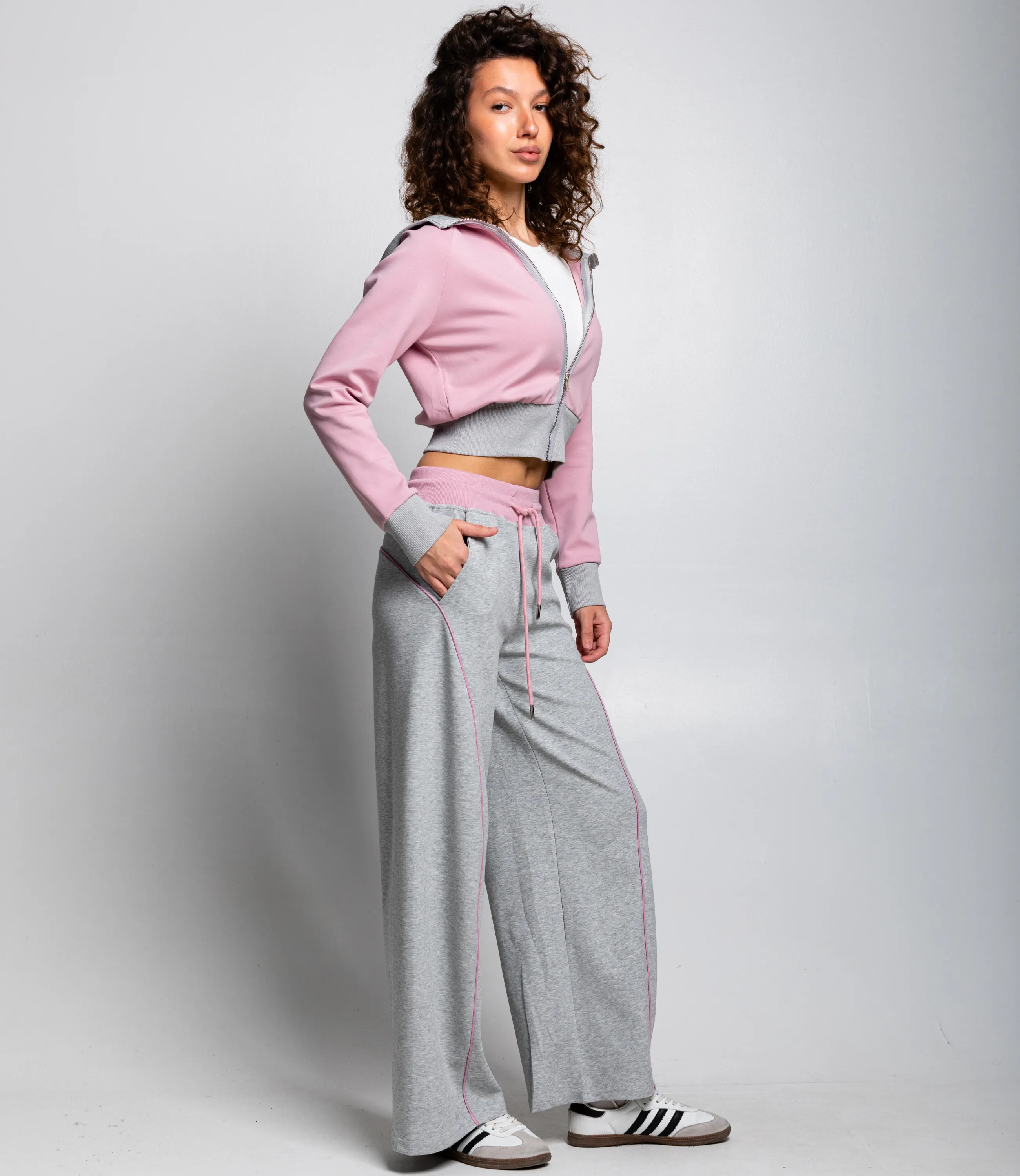 Спортивный костюм #КТ25024, пудровый, серый меланж - фото 3