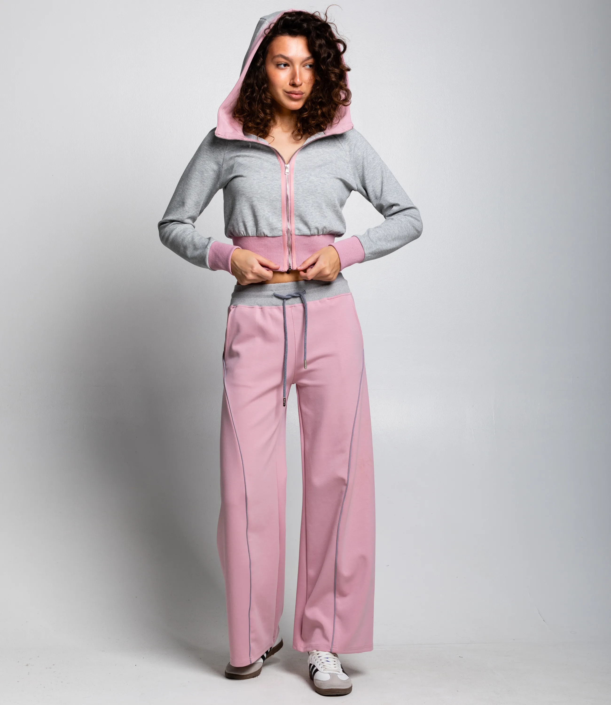 Спортивный костюм #КТ25024, серый меланж, пудровый - фото 2
