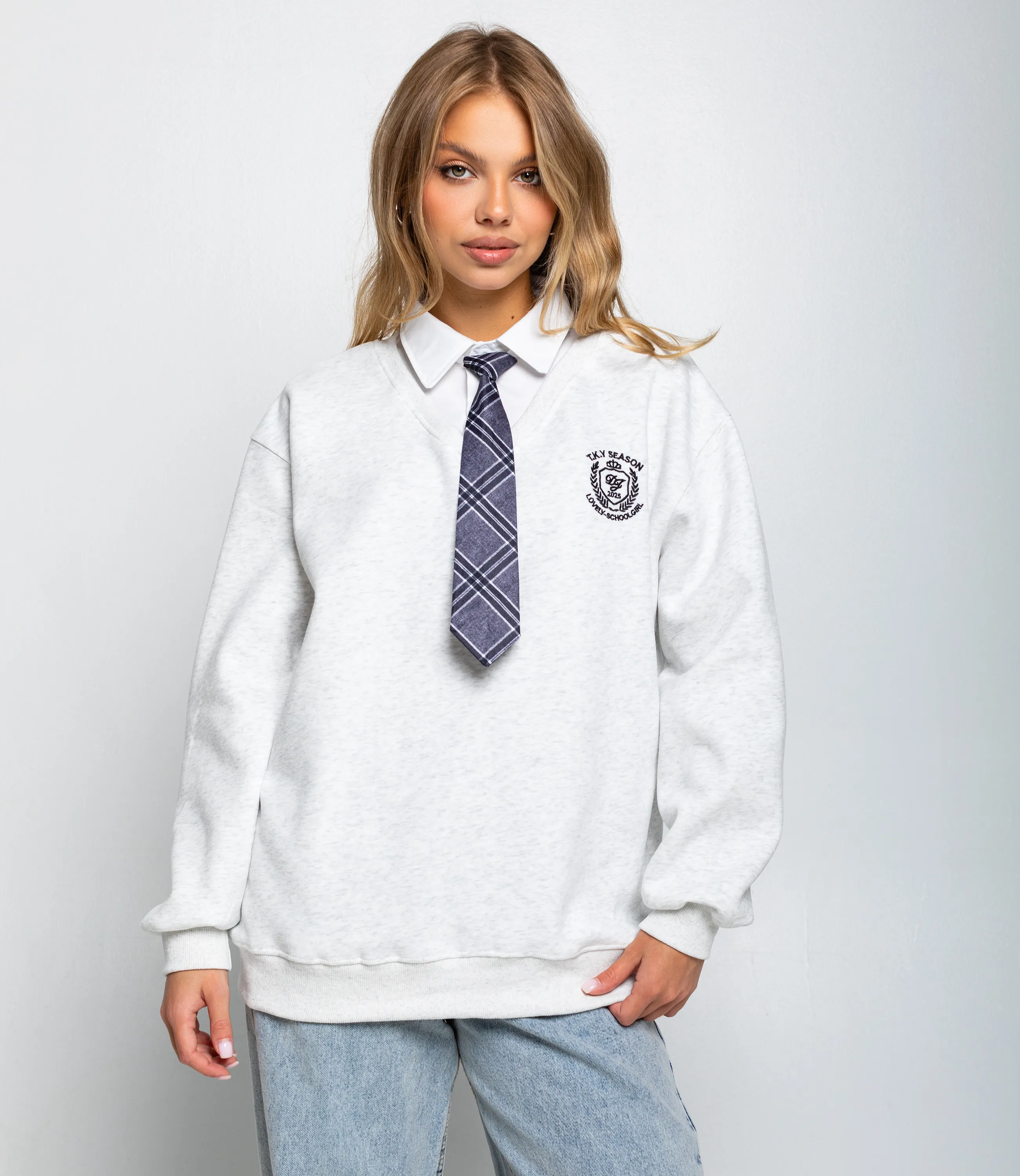 Свитшот #КТ760, светло-серый меланж - фото 1