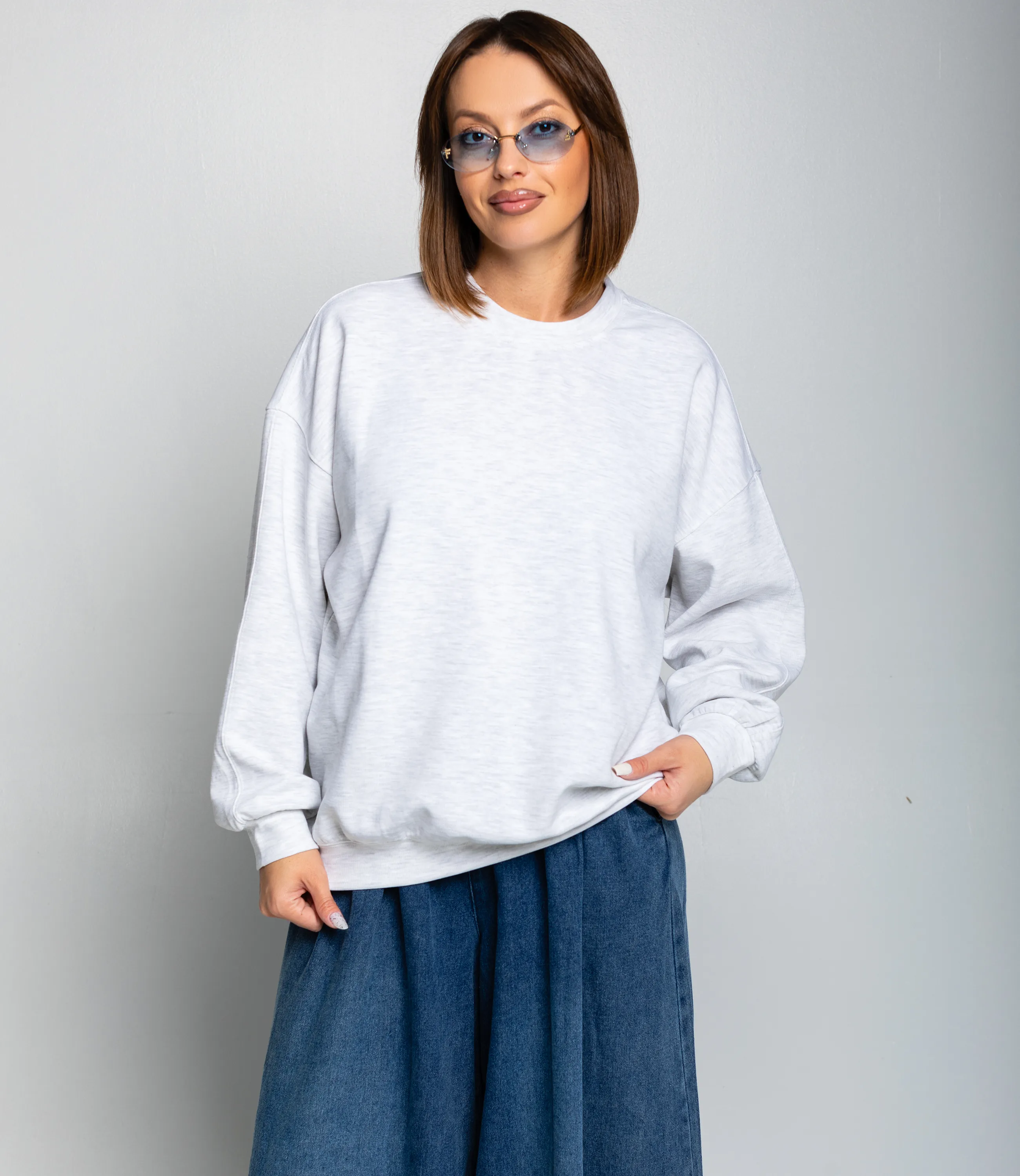 Свитшот #КТ329 (3), светло-серый меланж - фото 1