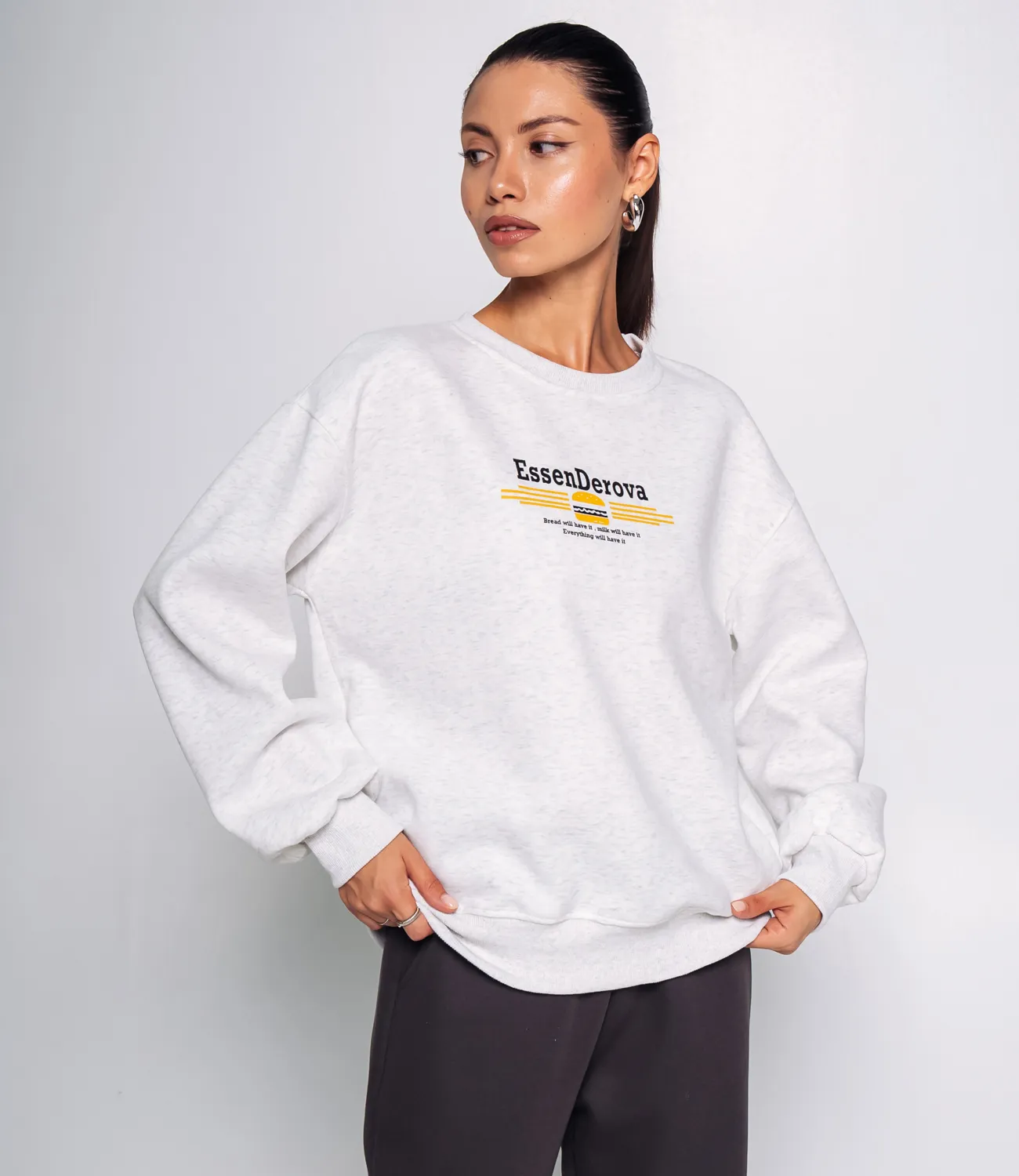 Свитшот #КТ8503 (1), светло-серый меланж - фото 2