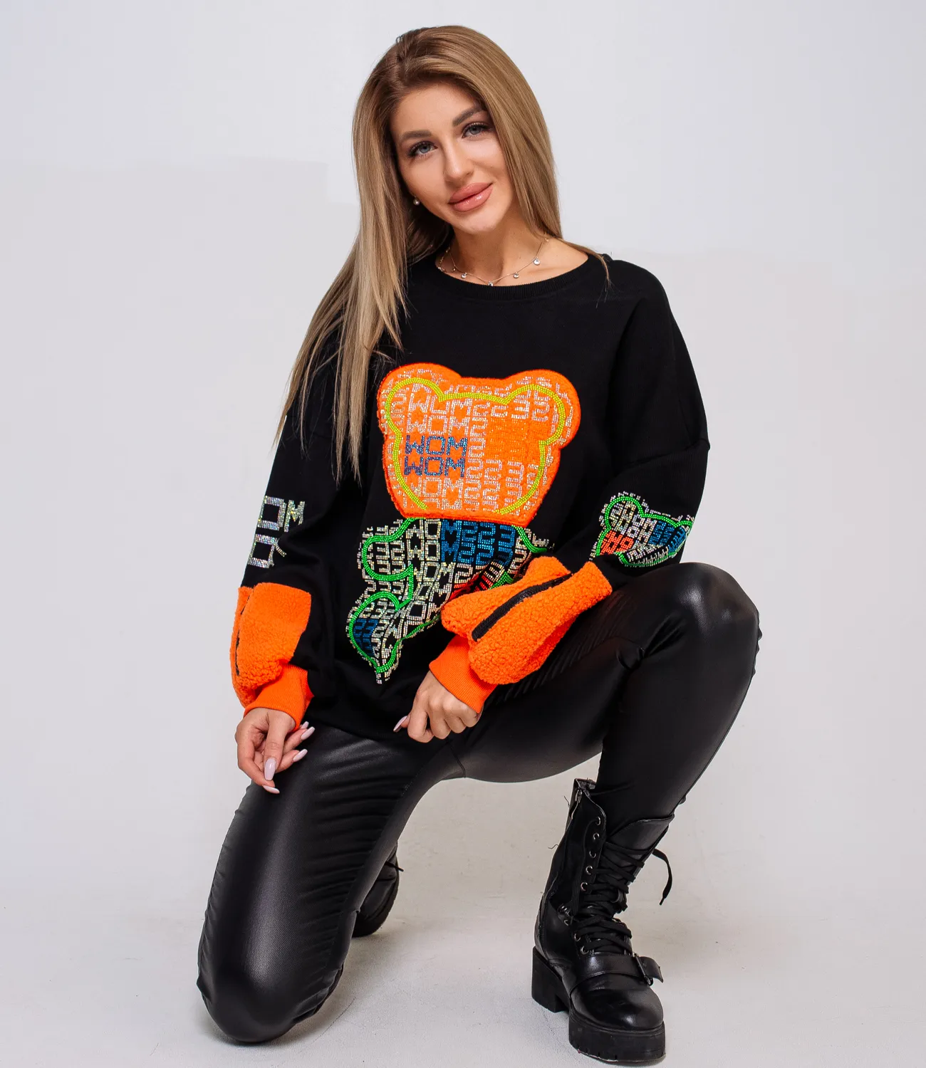 Свитшот #КТ300 (1), чёрный,оранжевый