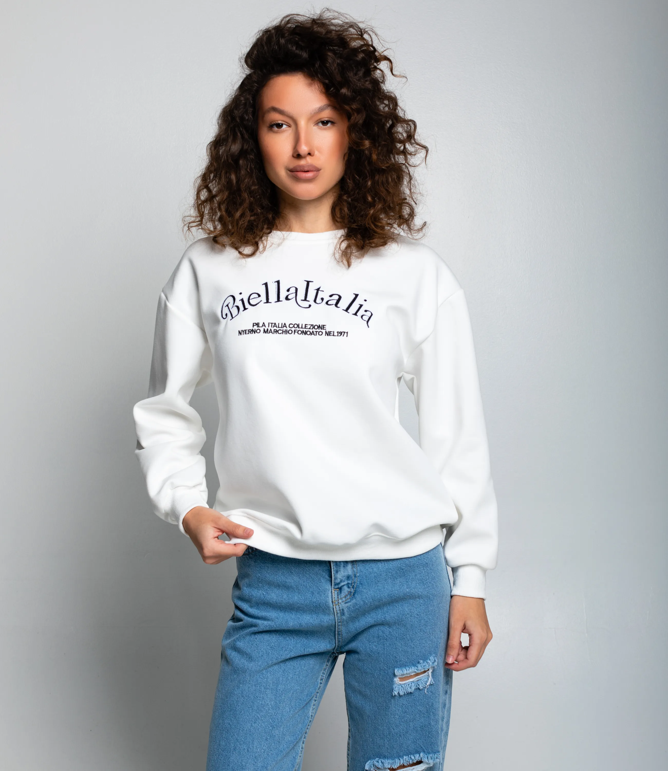 Свитшот #КТ1709, белый  - фото 1