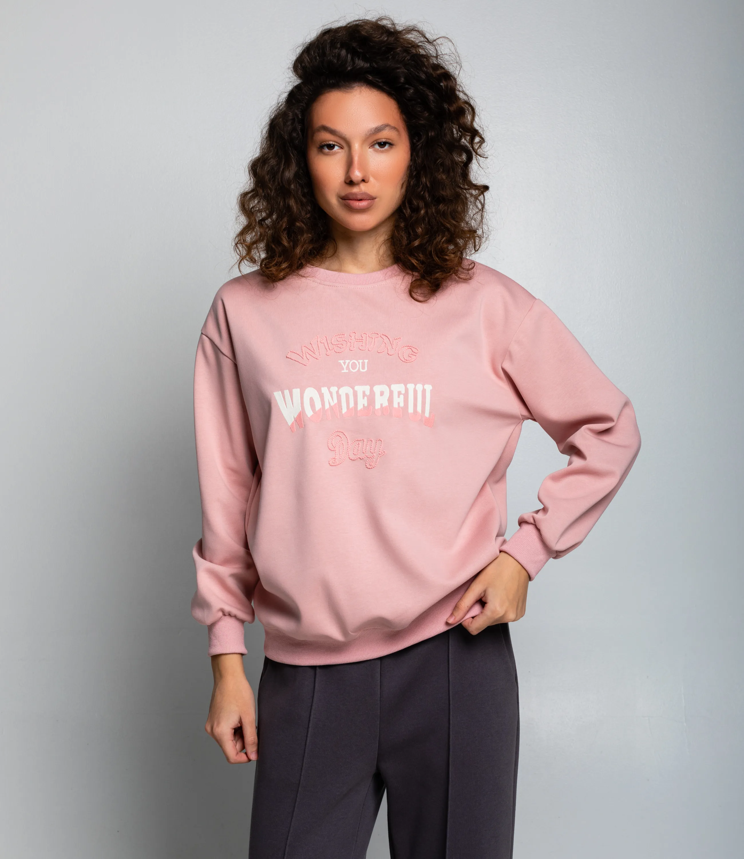 Свитшот #КТ2006 (7), пудровый  - фото 1