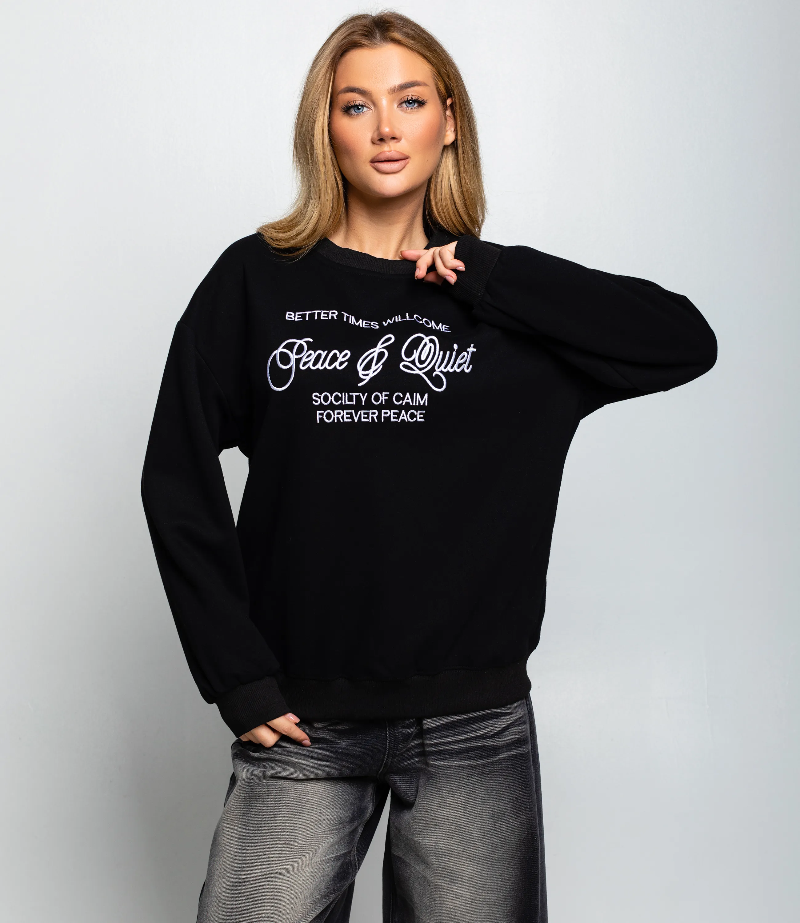 Свитшот #КТ1786, чёрный - фото 1