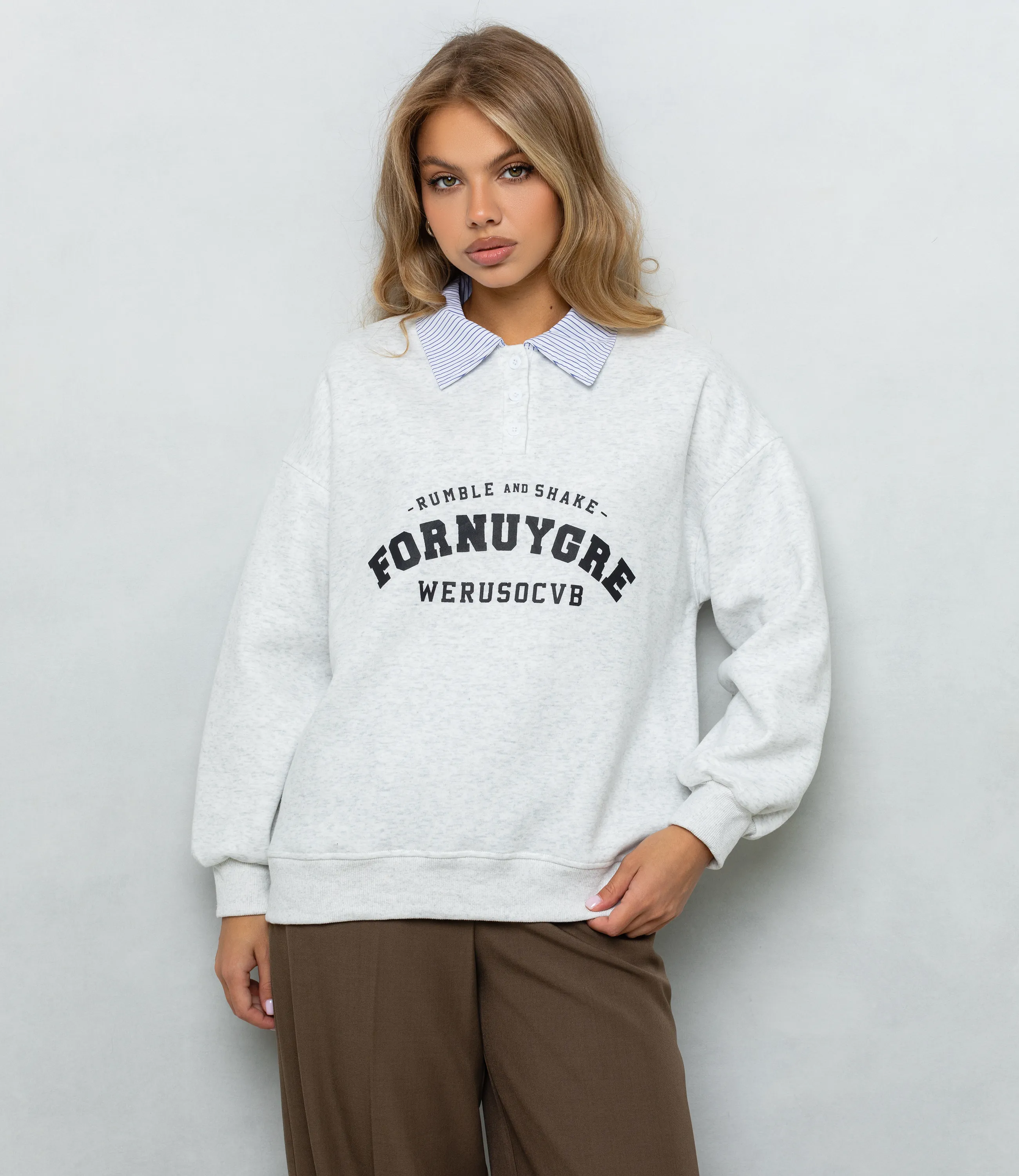 Свитшот #КТ3386, светло-серый меланж  - фото 1