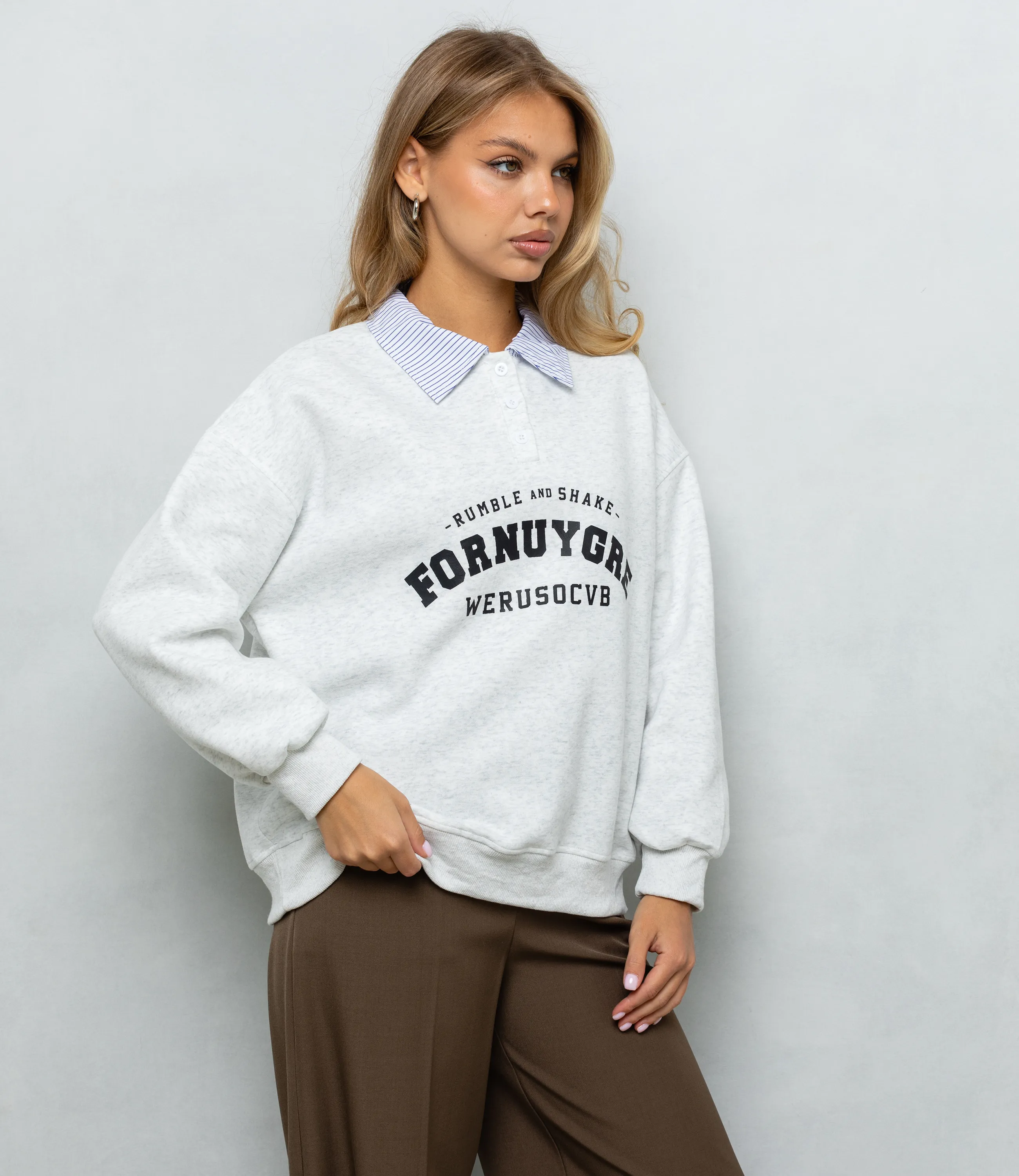 Свитшот #КТ3386, светло-серый меланж  - фото 2