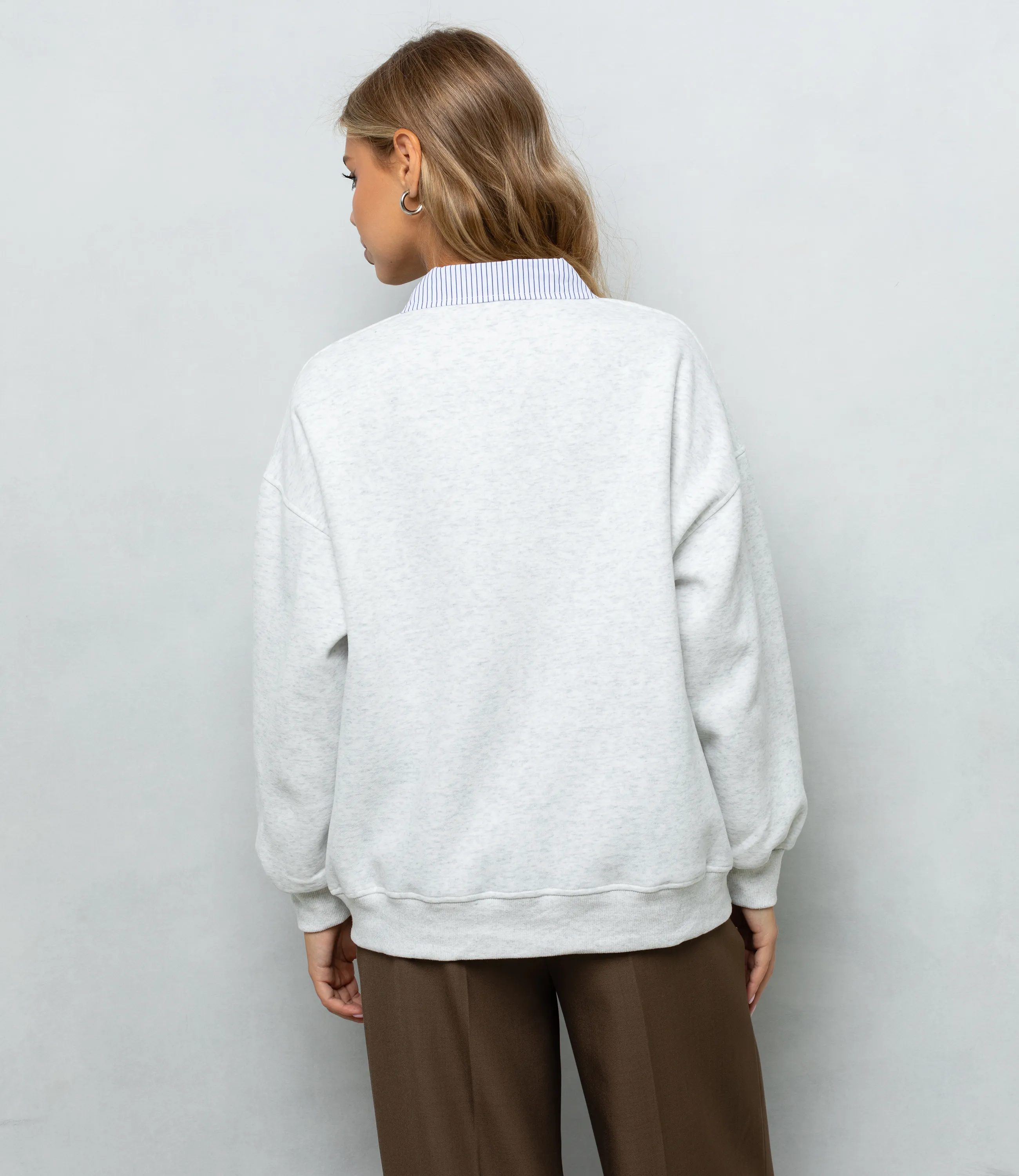 Свитшот #КТ3386, светло-серый меланж  - фото 3