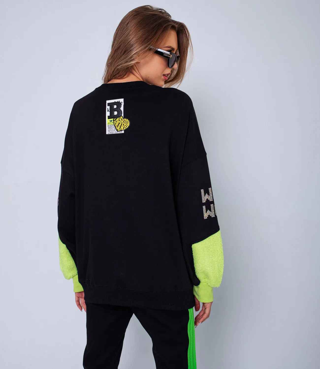 Свитшот #КТ300 (1), чёрный,светло-зелёный - фото 4